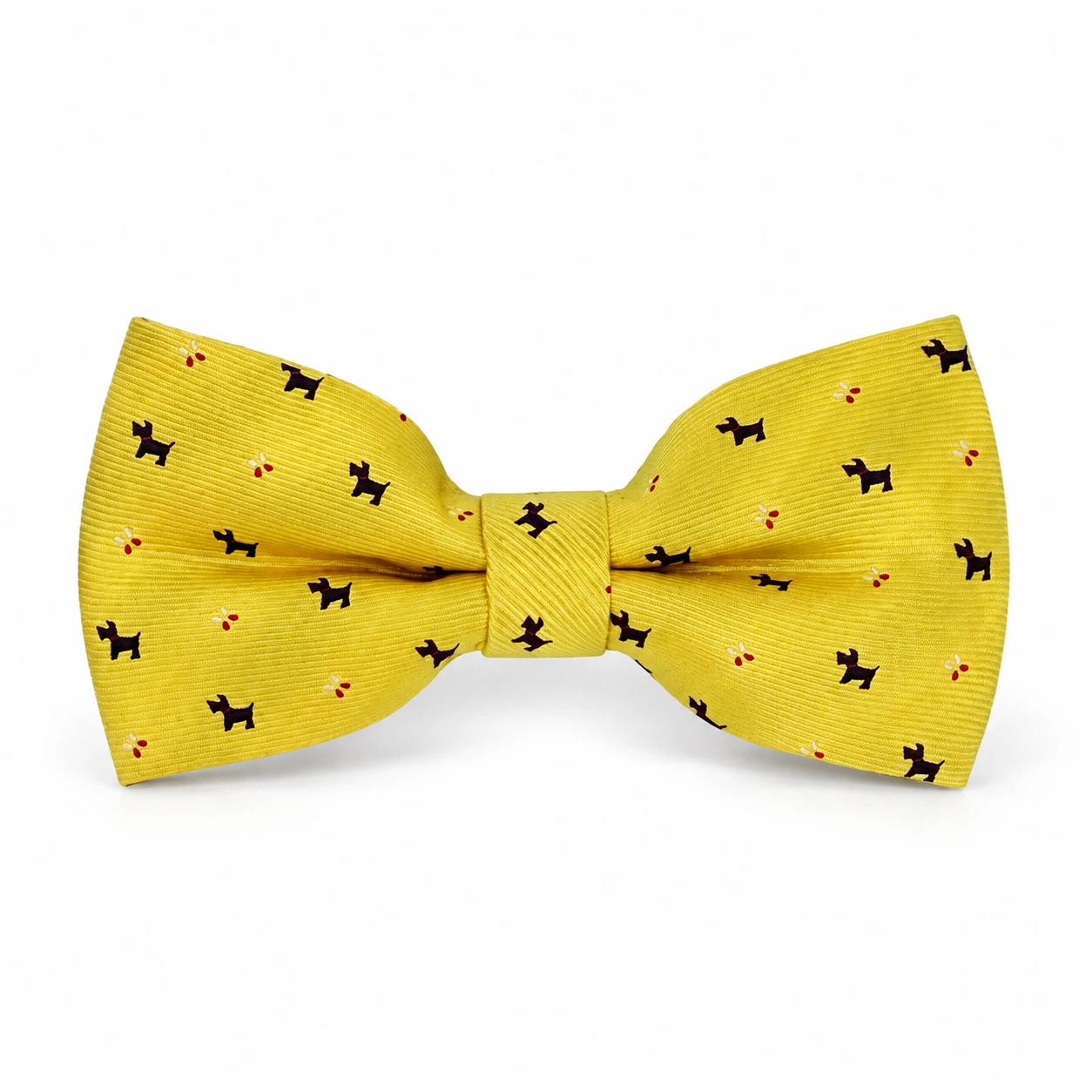 Mustard Yellow Dog Motif Butterfly Bow Tie