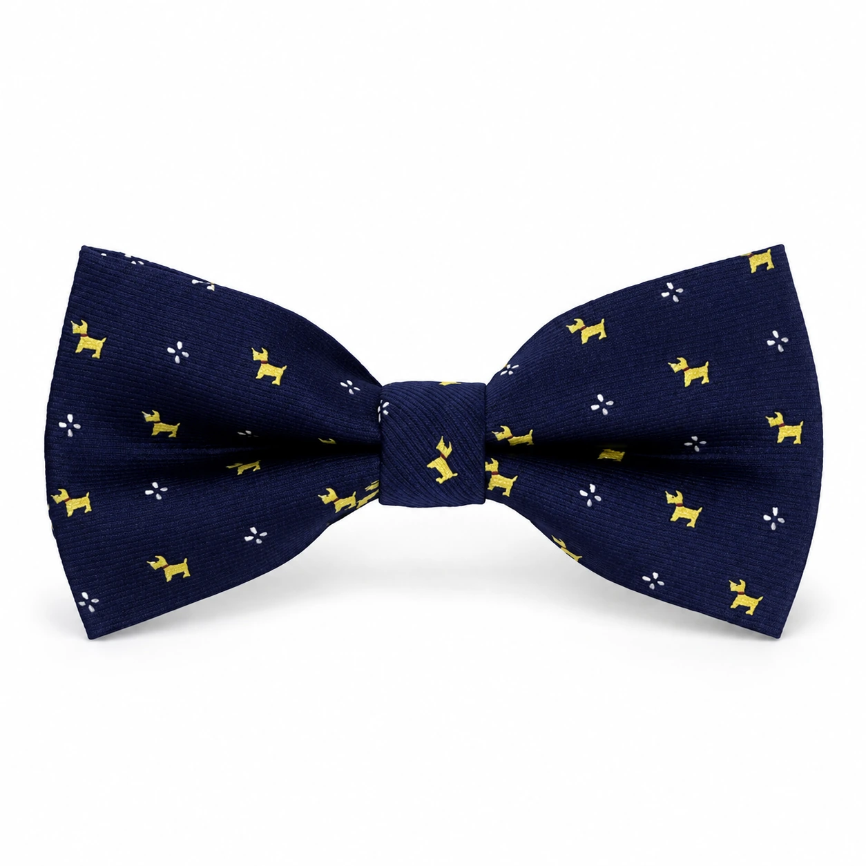 Navy and Yellow Dog Print Butterfly Bow Tie