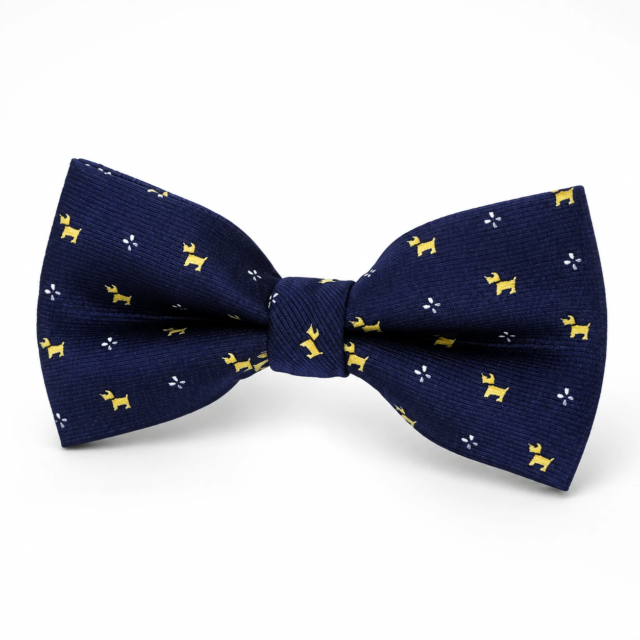 Navy and Yellow Dog Print Butterfly Bow Tie