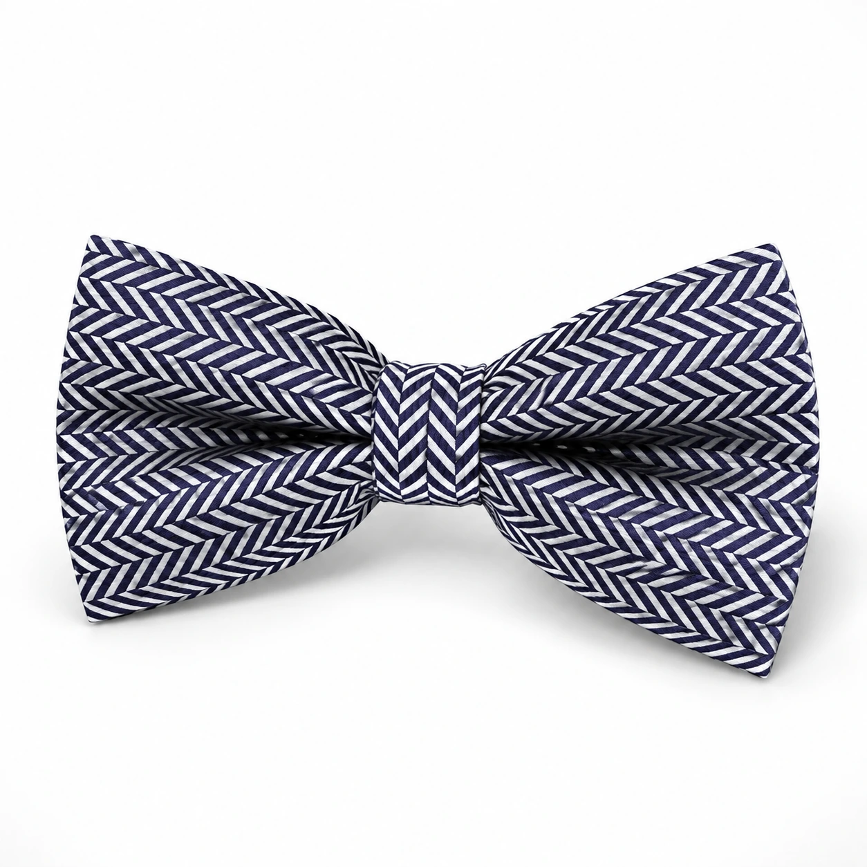 Navy and White Herringbone Butterfly Bow Tie