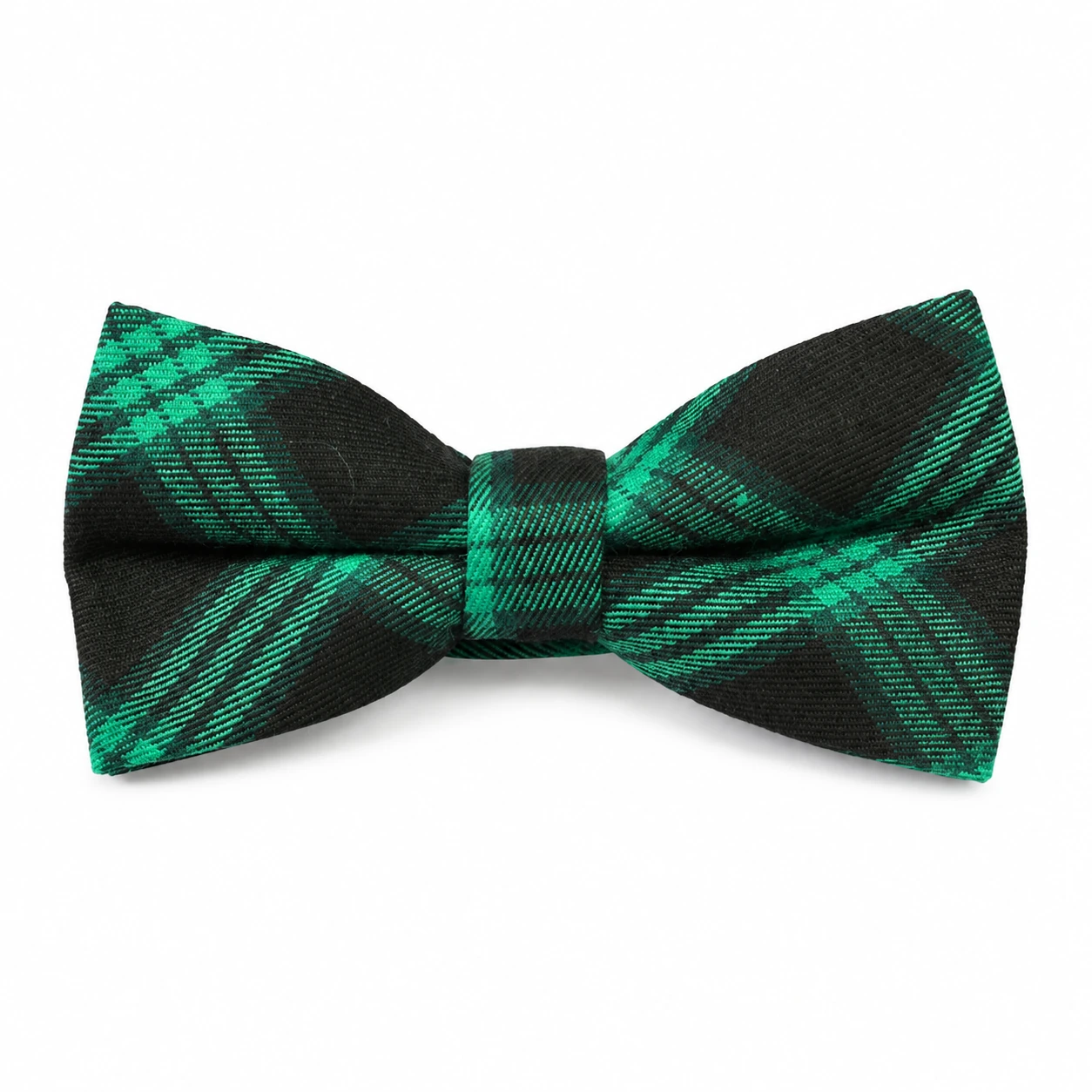 Green and Black Plaid Butterfly Bow Tie