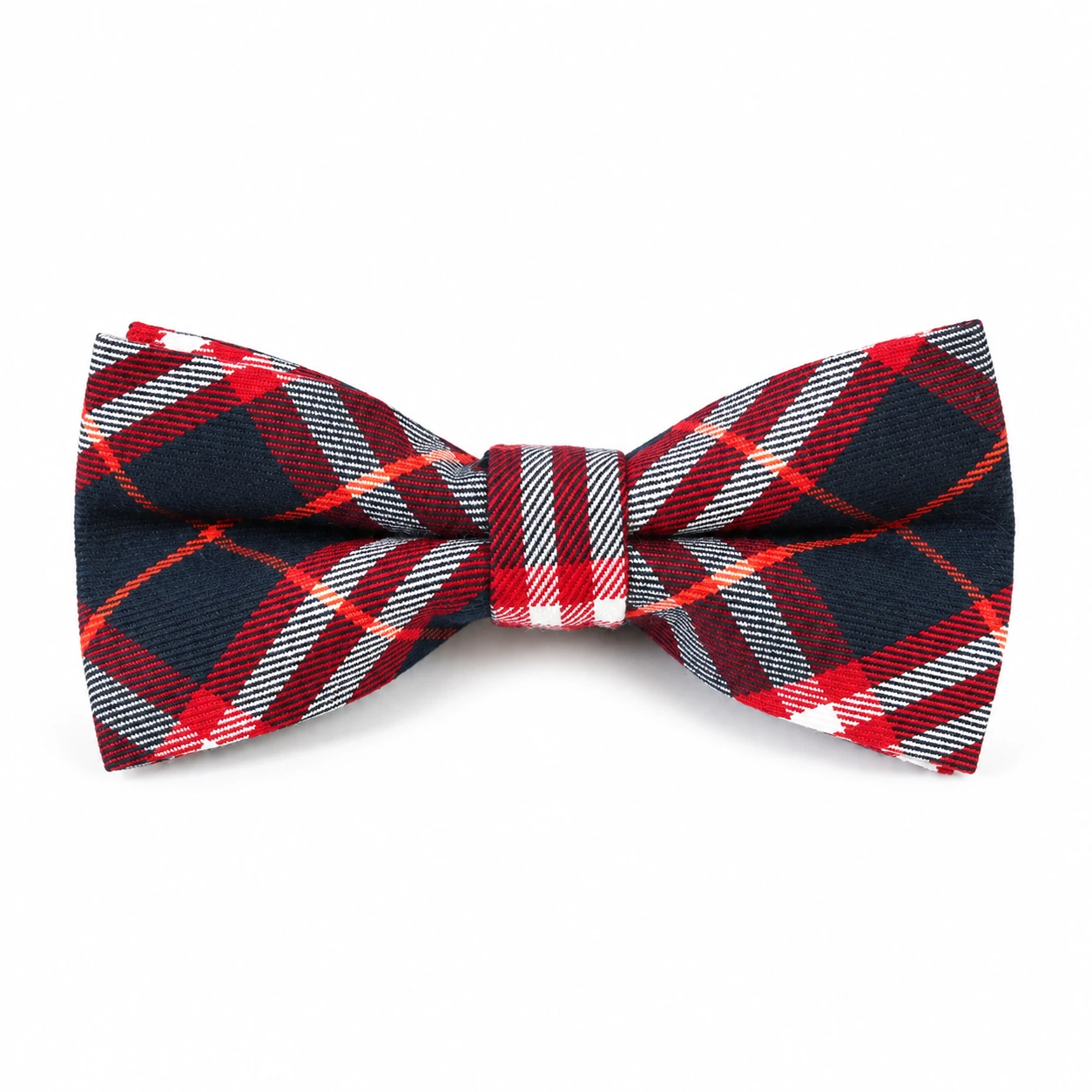 Navy, Red and White Plaid Butterfly Bow Tie
