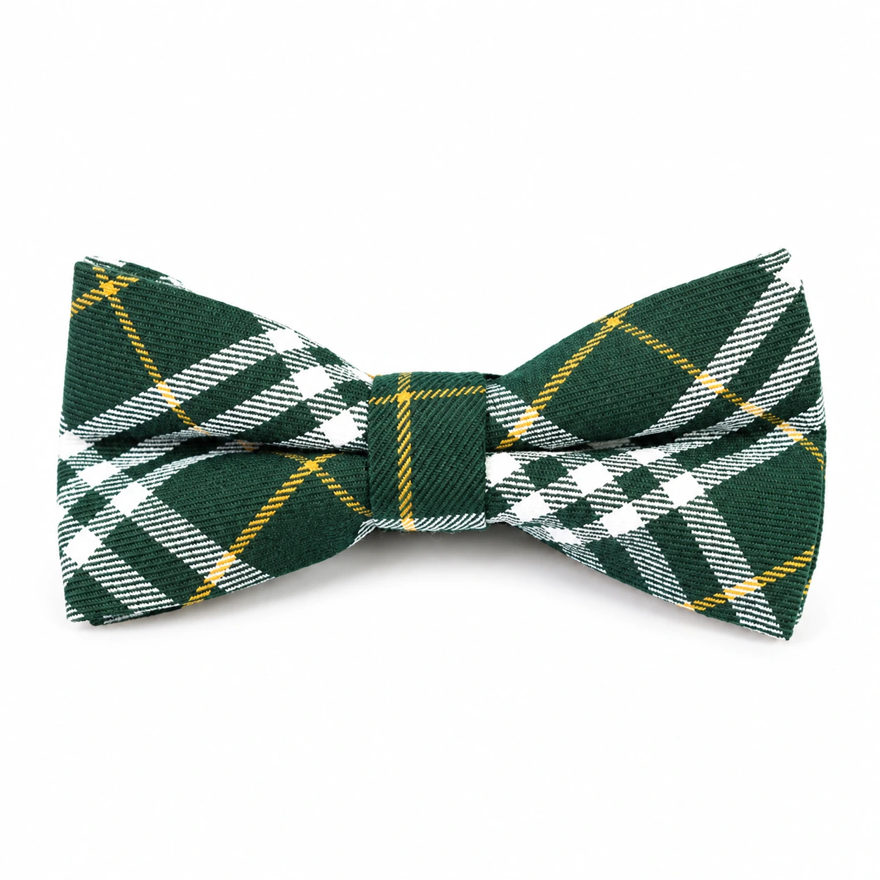 Green, White and Yellow Plaid Butterfly Bow Tie