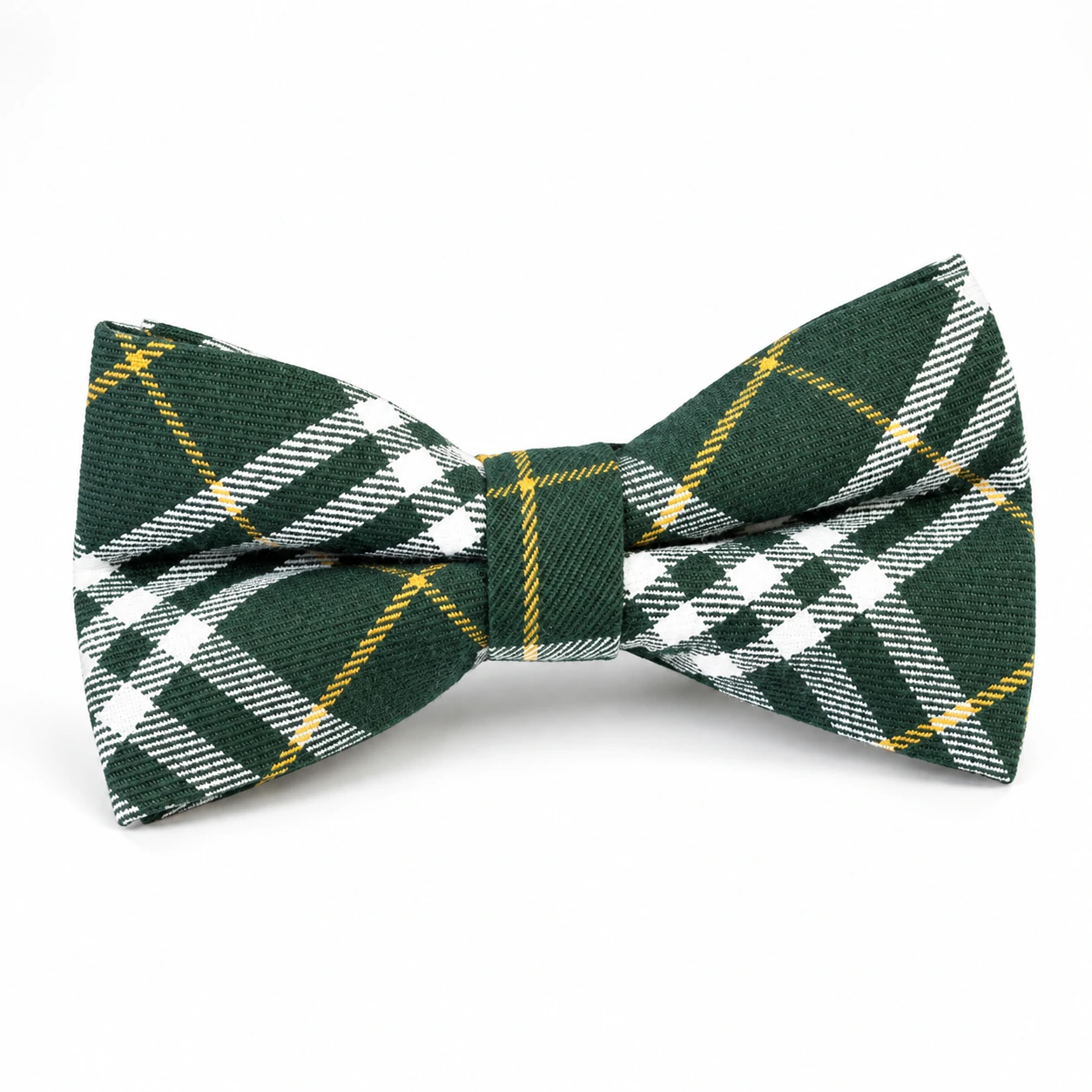 Green, White and Yellow Plaid Butterfly Bow Tie