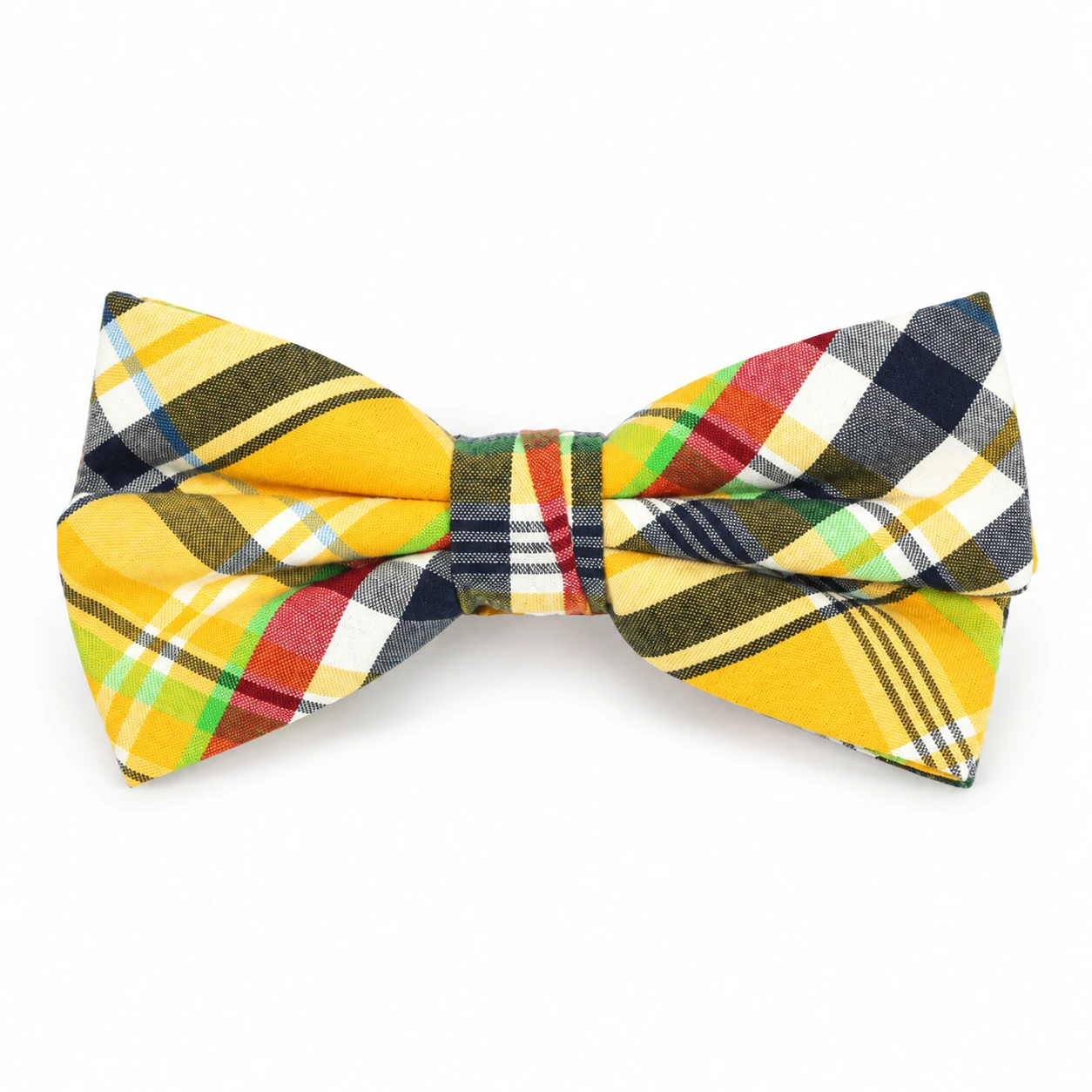 Yellow Multicolor Plaid Butterfly Bow Tie