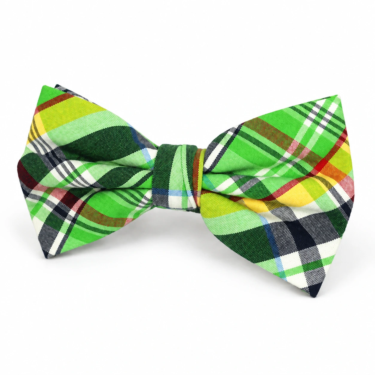 Green Multicolor Plaid Butterfly Bow Tie