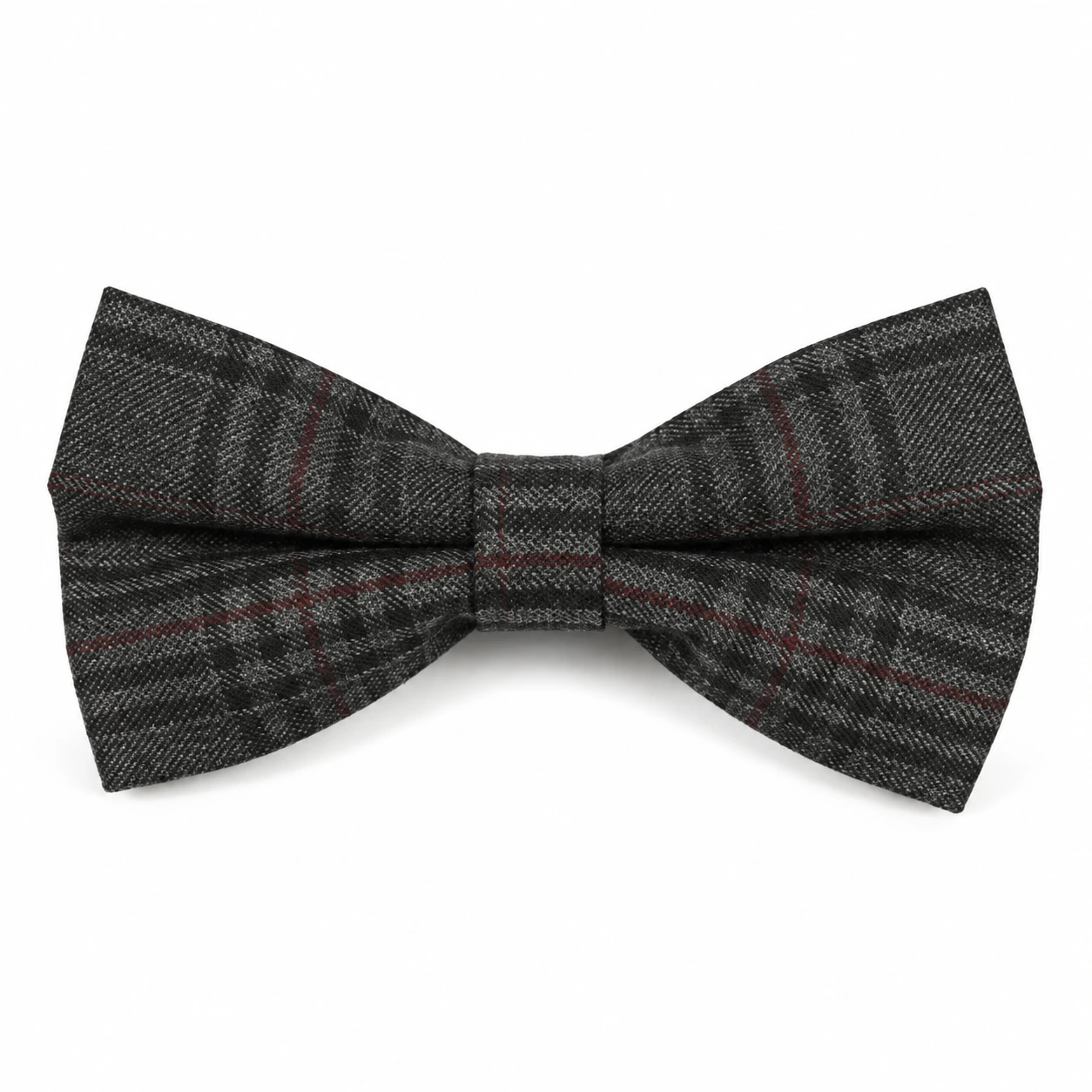 Charcoal Subtle Plaid Butterfly Bow Tie