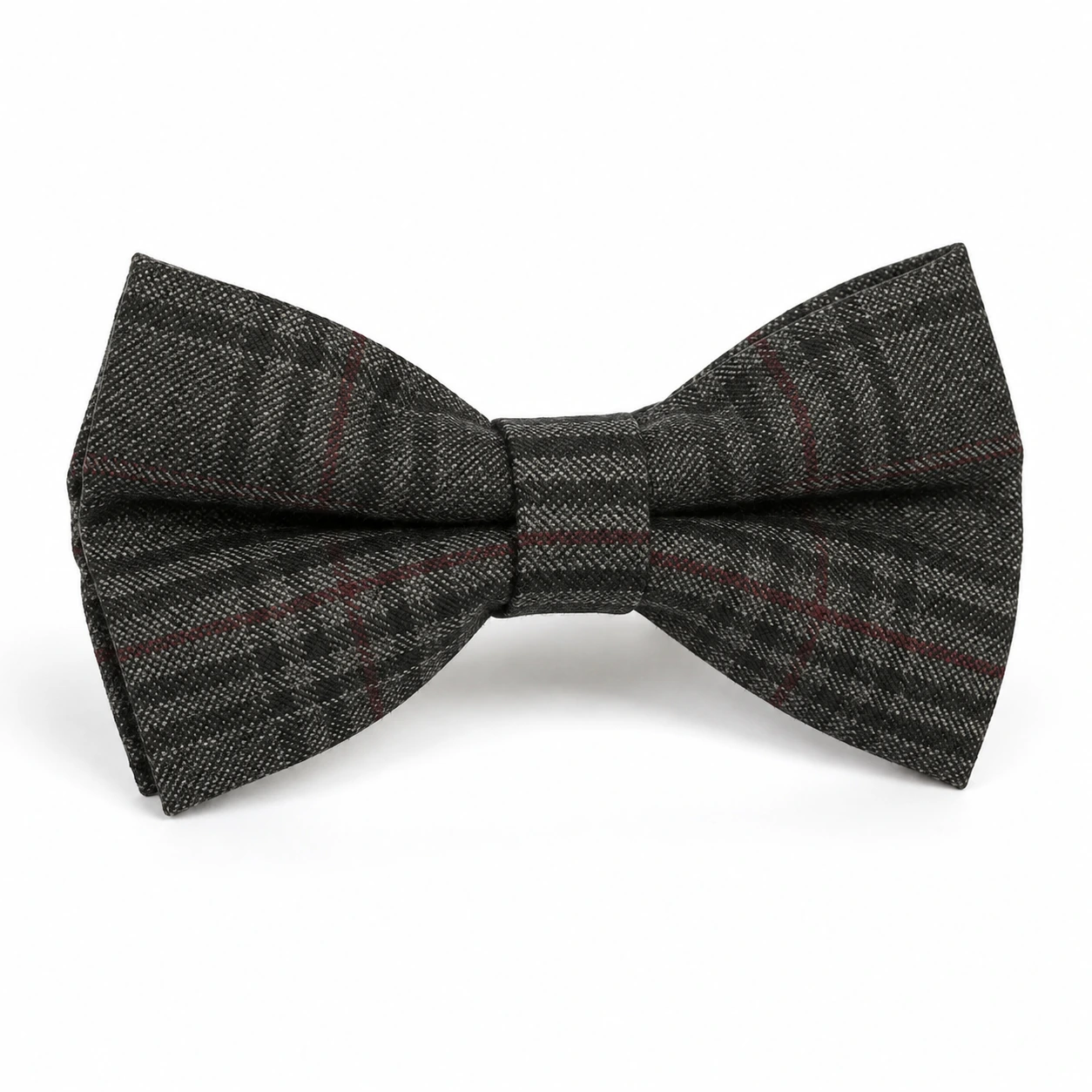 Charcoal Subtle Plaid Butterfly Bow Tie