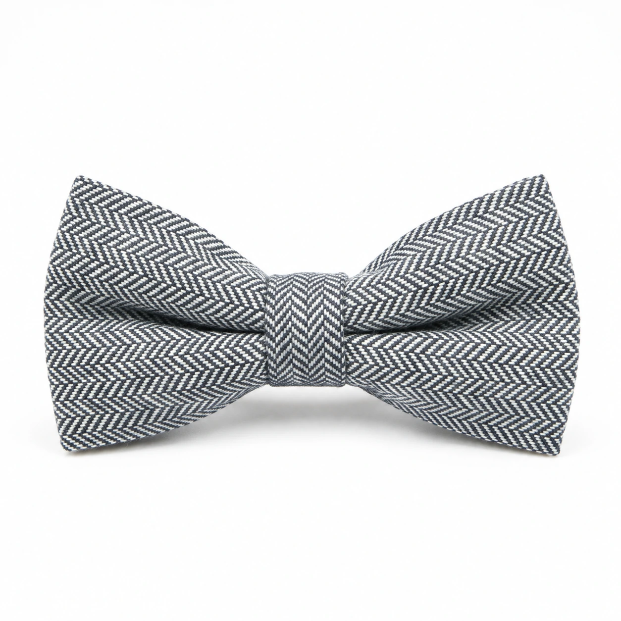 Blue Gray Herringbone Butterfly Bow Tie