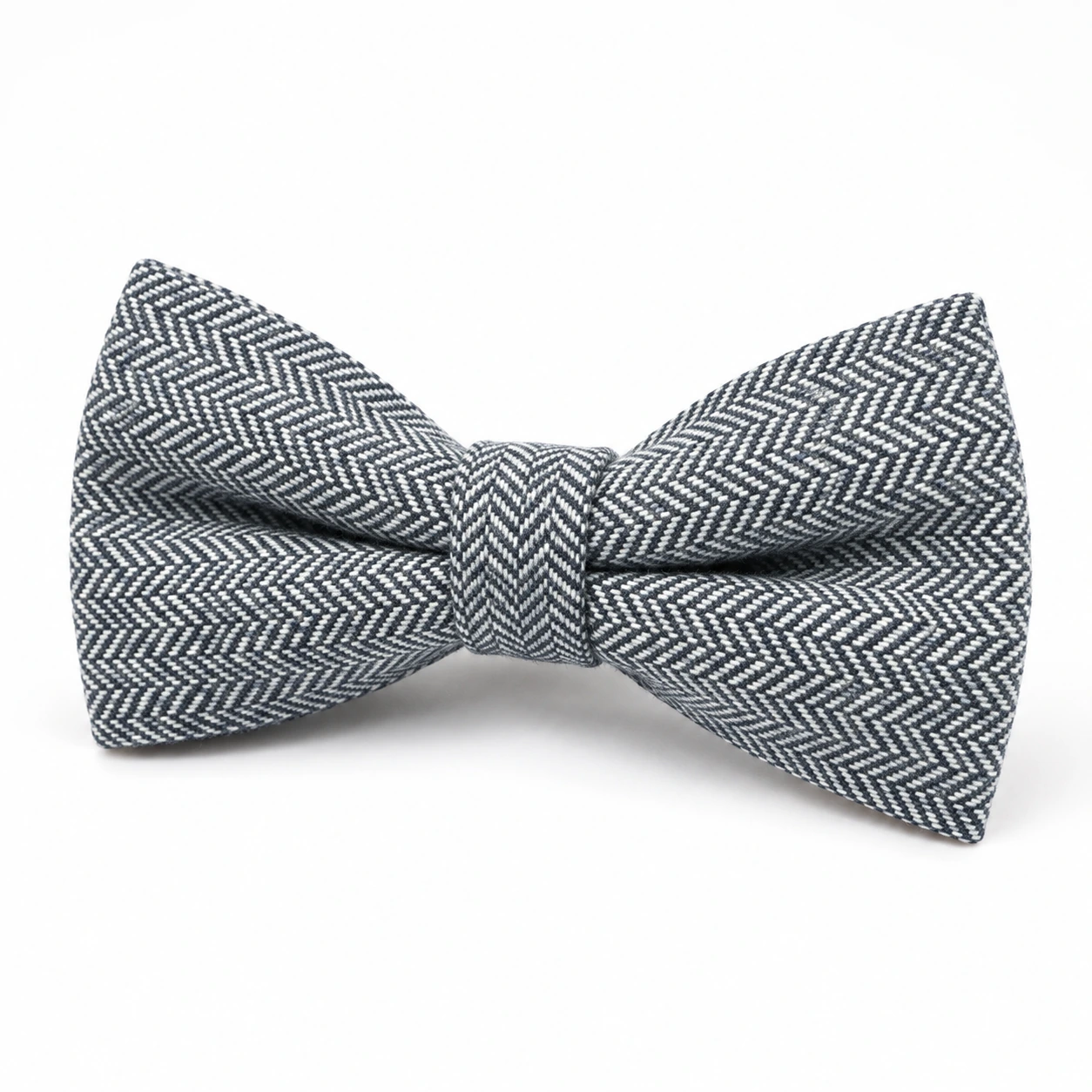Blue Gray Herringbone Butterfly Bow Tie