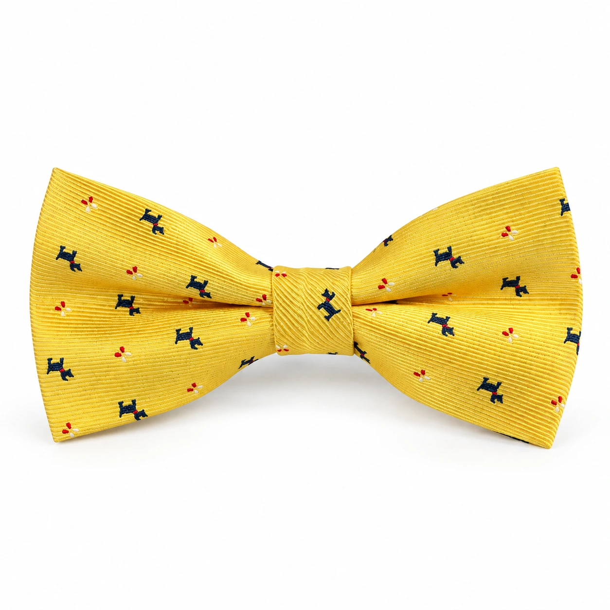 Yellow Dog Print Butterfly Bow Tie