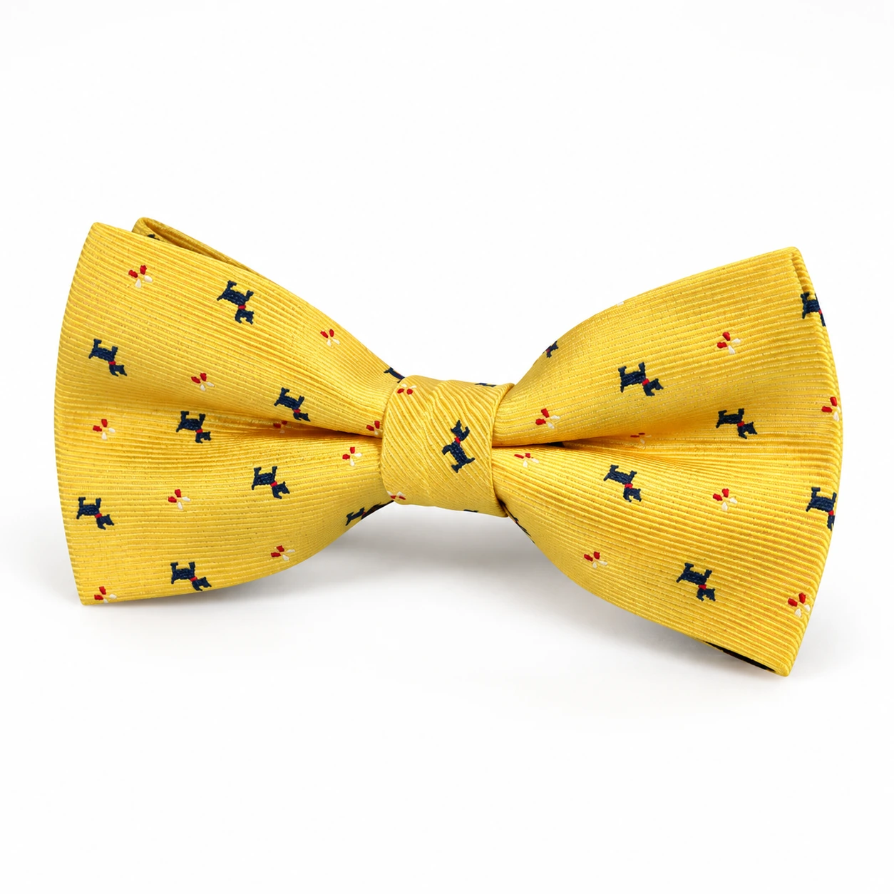 Yellow Dog Print Butterfly Bow Tie
