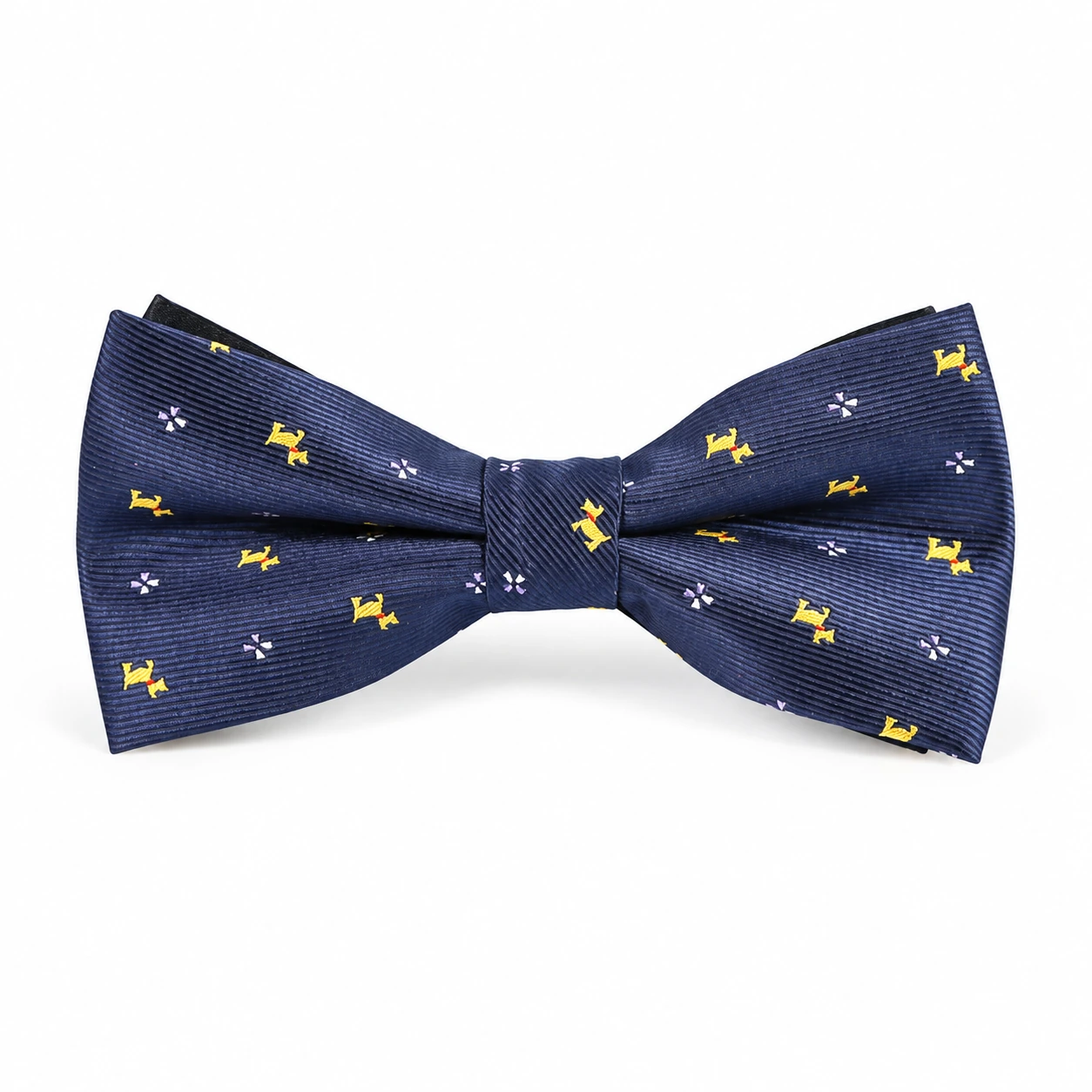 Navy and Yellow Dog Print Butterfly Bow Tie