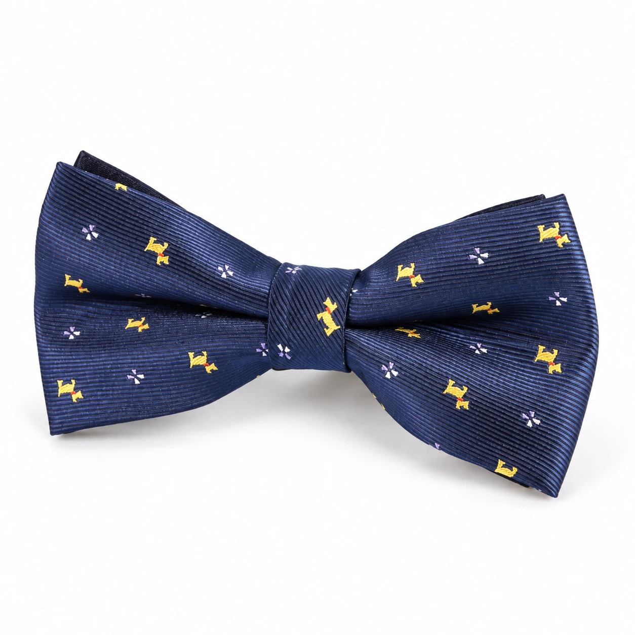 Navy and Yellow Dog Print Butterfly Bow Tie