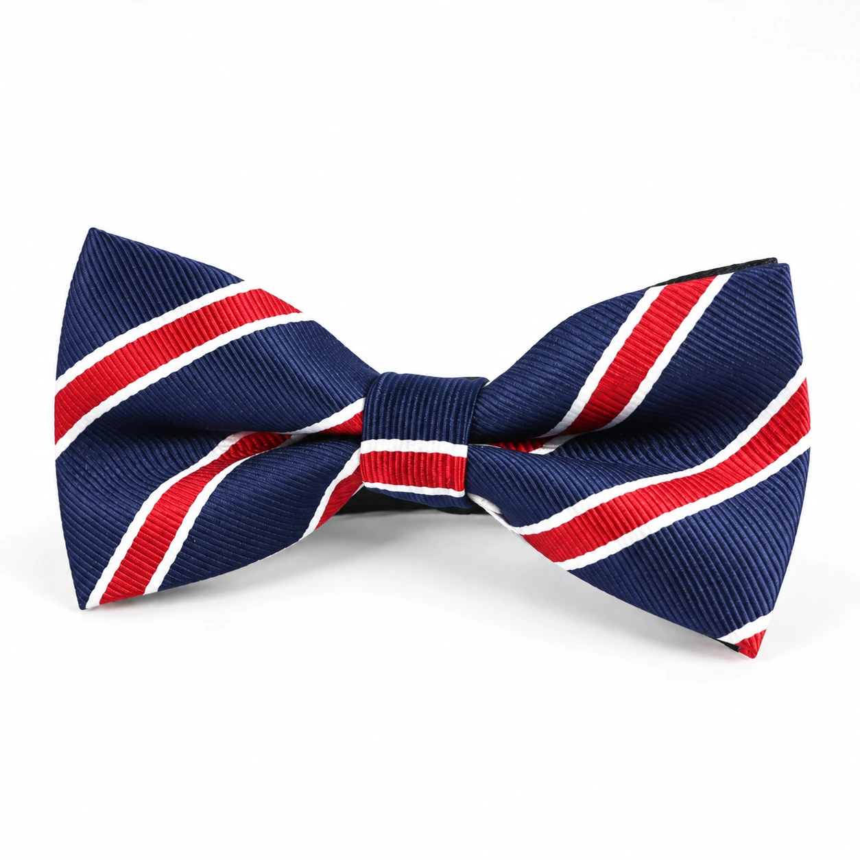 Navy, Red and White Striped Butterfly Bow Tie