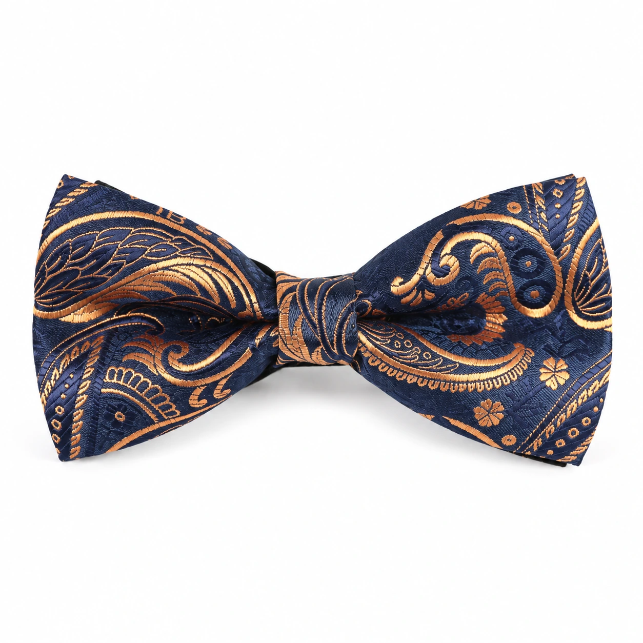 Navy and Gold Paisley Butterfly Bow Tie