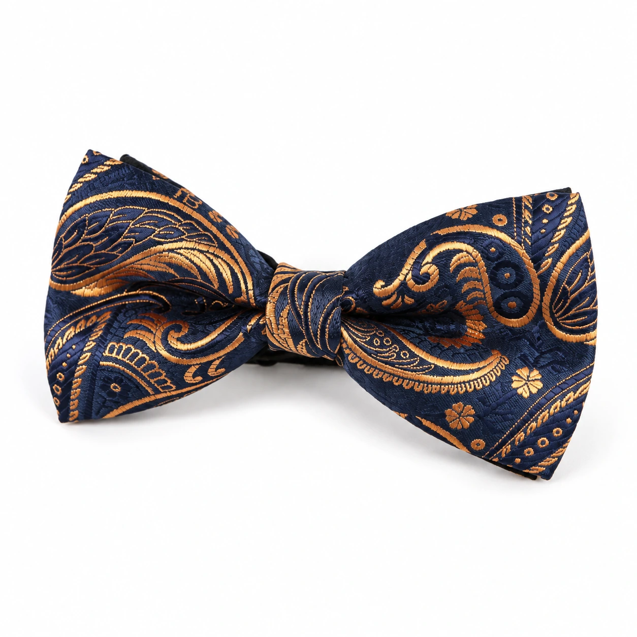 Navy and Gold Paisley Butterfly Bow Tie