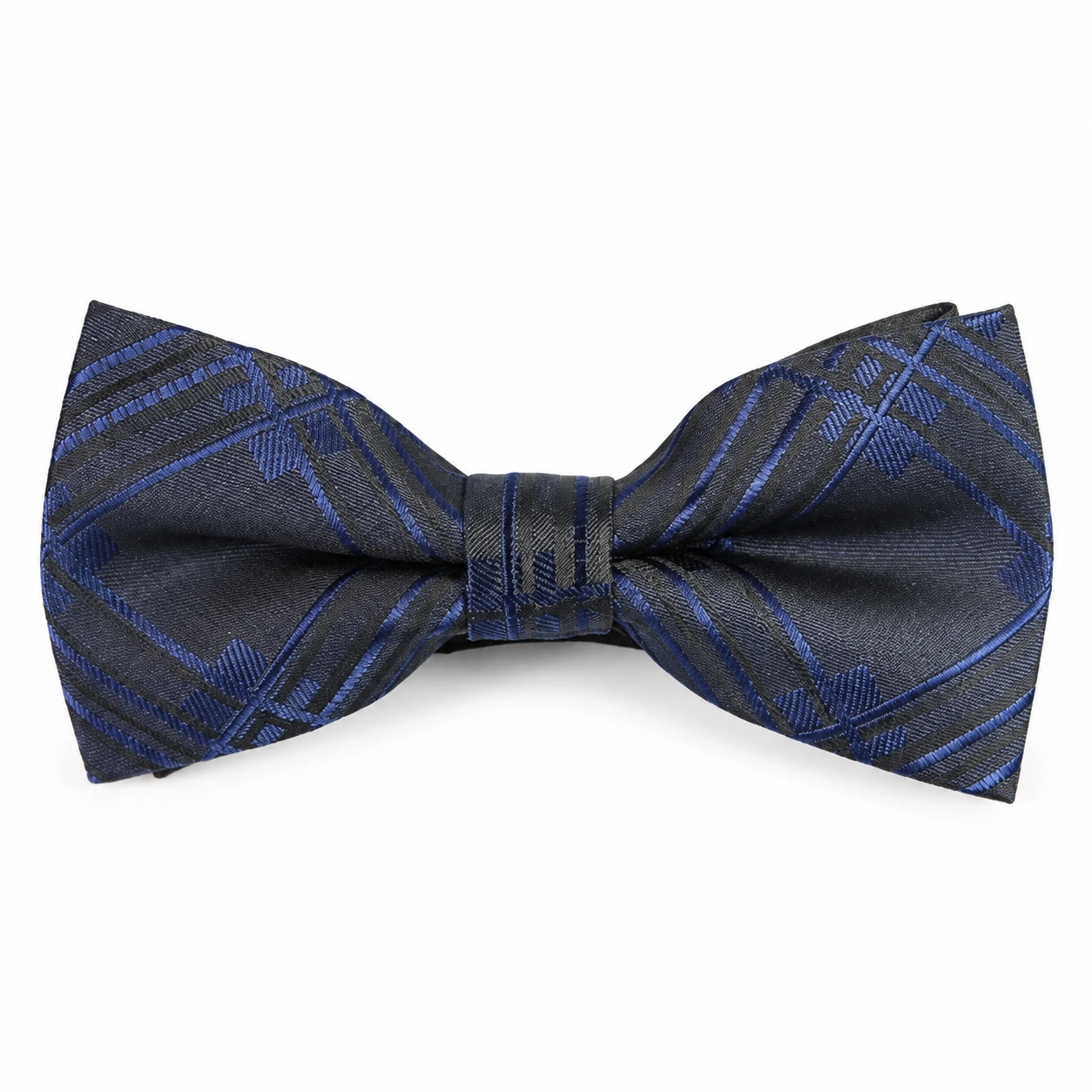 Black and Blue Plaid Butterfly Bow Tie