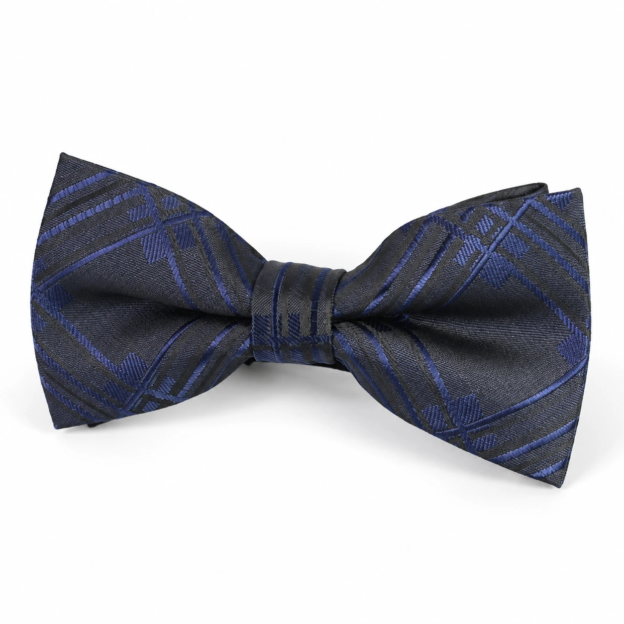 Black and Blue Plaid Butterfly Bow Tie