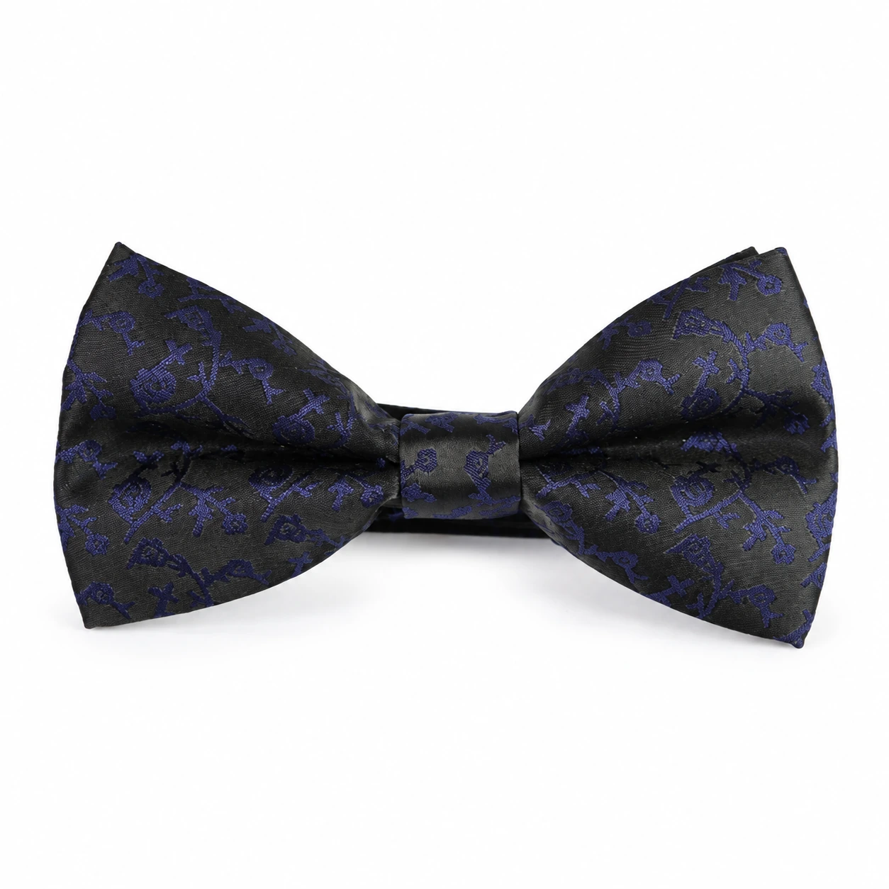 Black and Purple Tonal Floral Butterfly Bow Tie