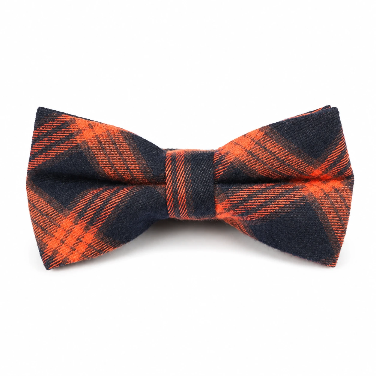 Orange and Navy Plaid Butterfly Bow Tie