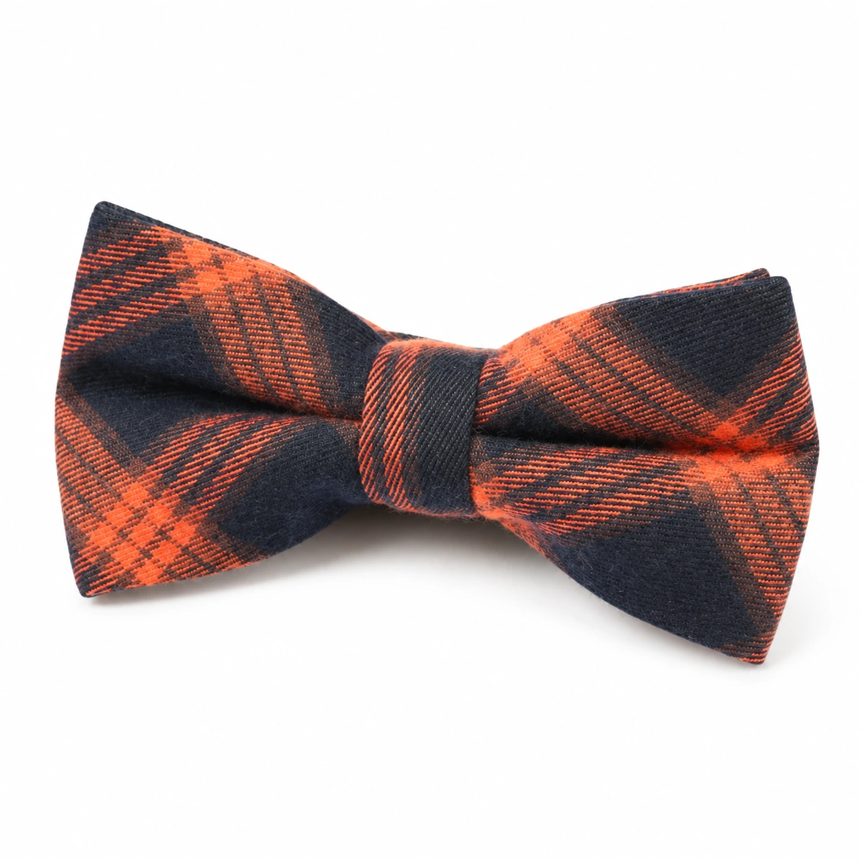 Orange and Navy Plaid Butterfly Bow Tie