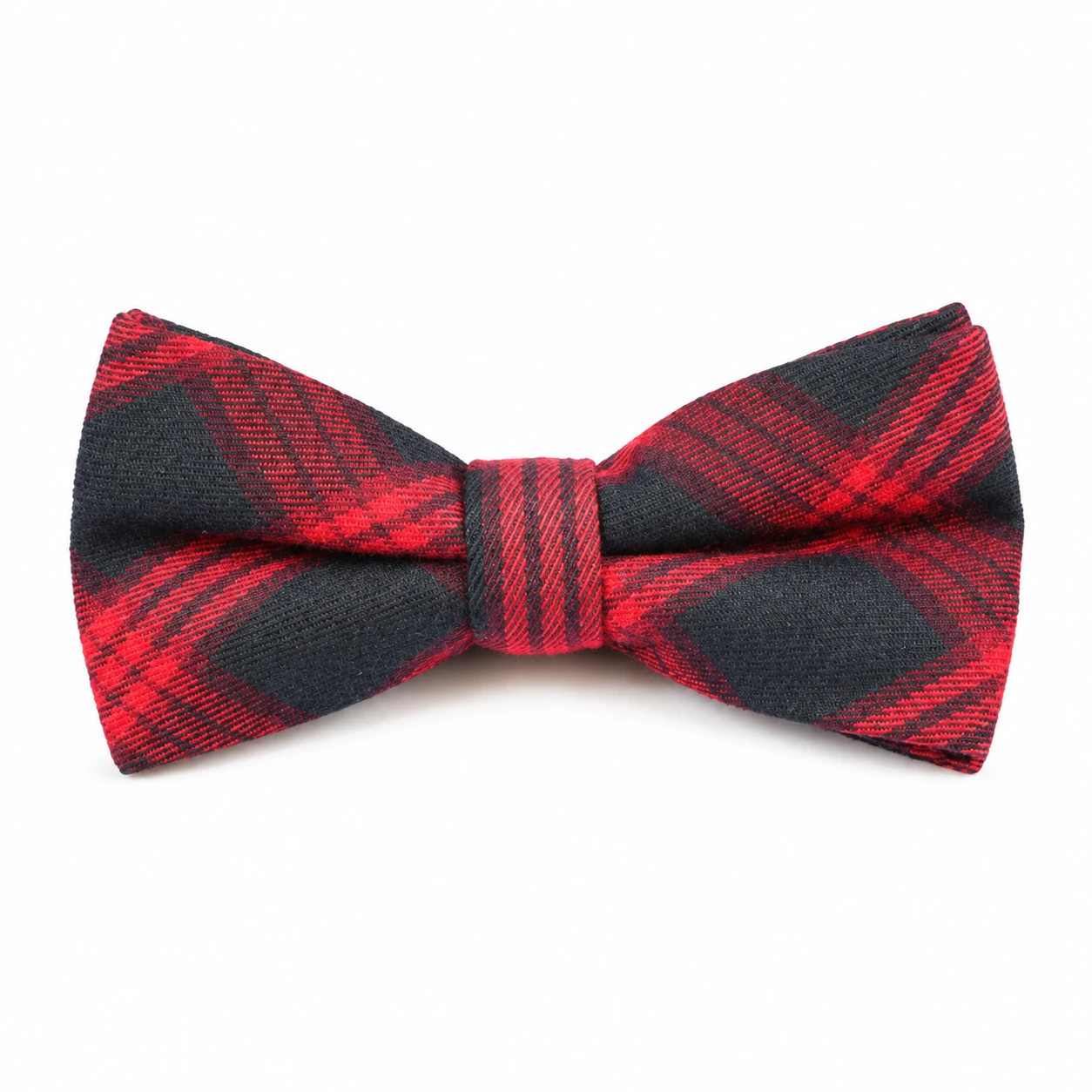 Red and Charcoal Plaid Butterfly Bow Tie