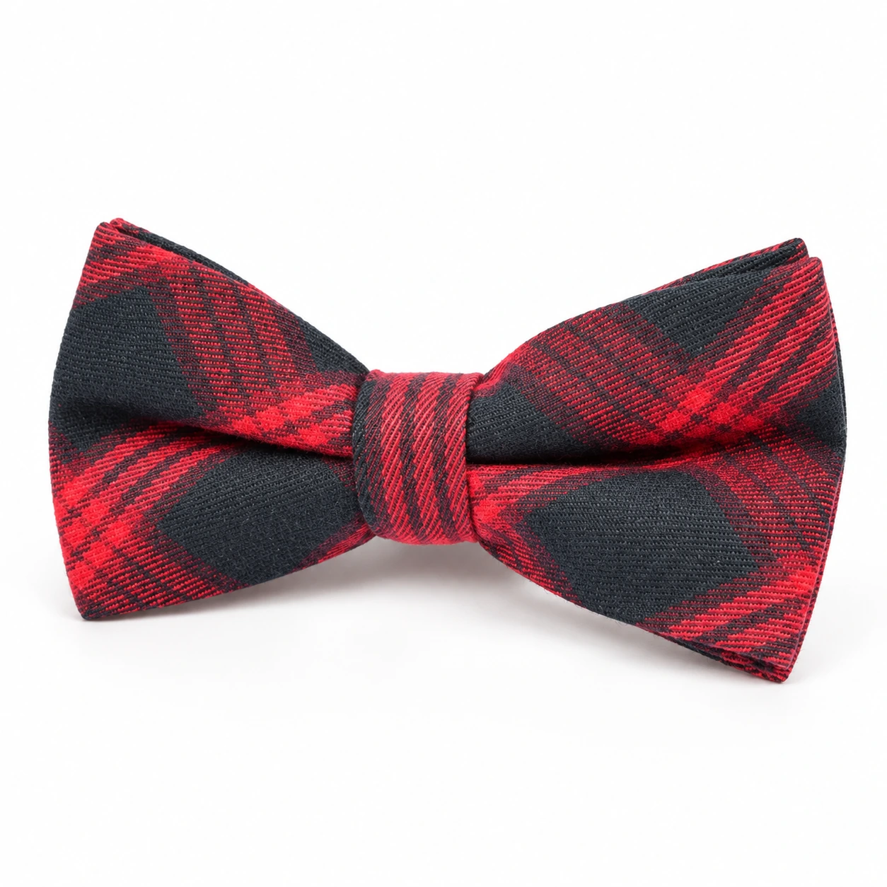 Red and Charcoal Plaid Butterfly Bow Tie