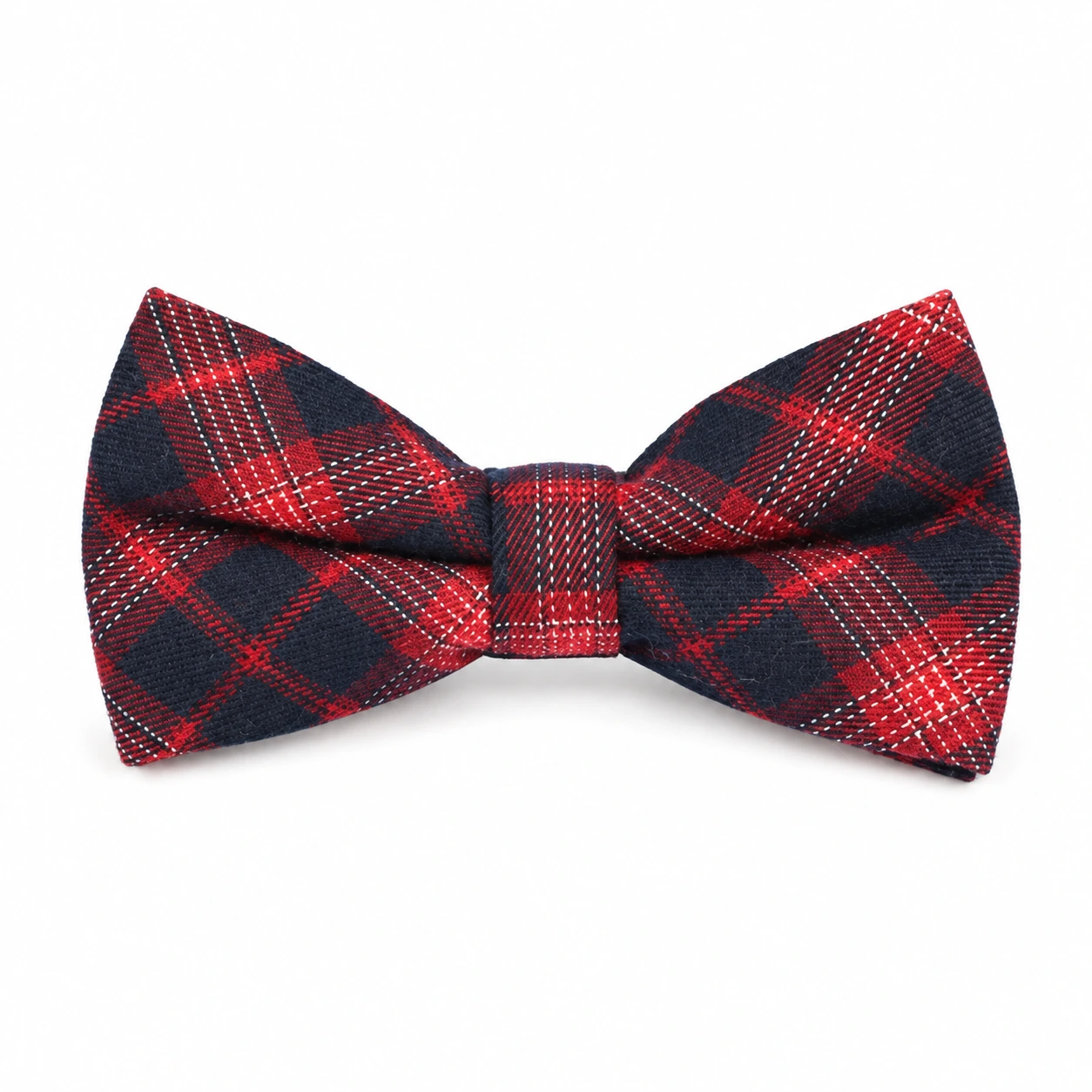 Navy and Red Plaid Butterfly Bow Tie