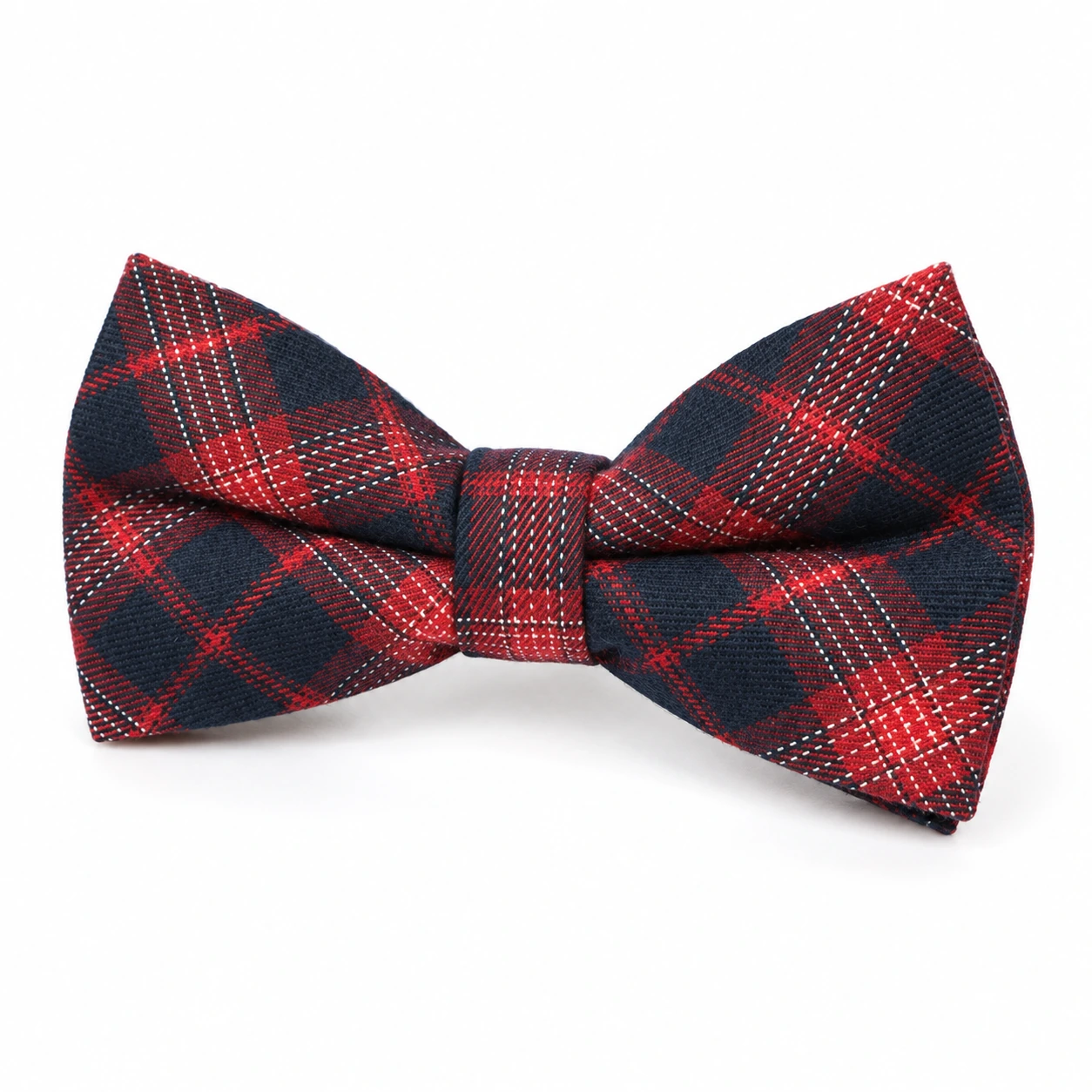 Navy and Red Plaid Butterfly Bow Tie