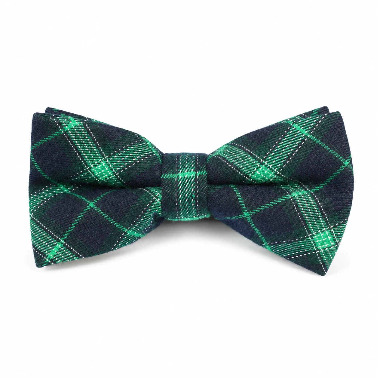 Navy and Green Plaid Butterfly Bow Tie
