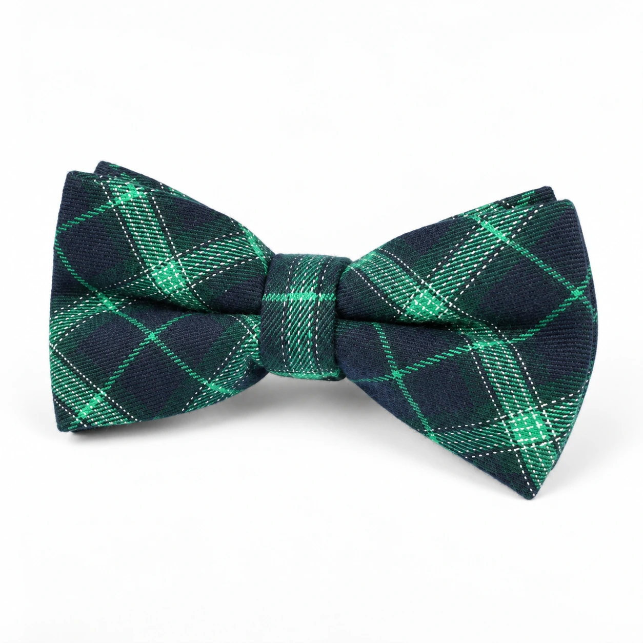 Navy and Green Plaid Butterfly Bow Tie
