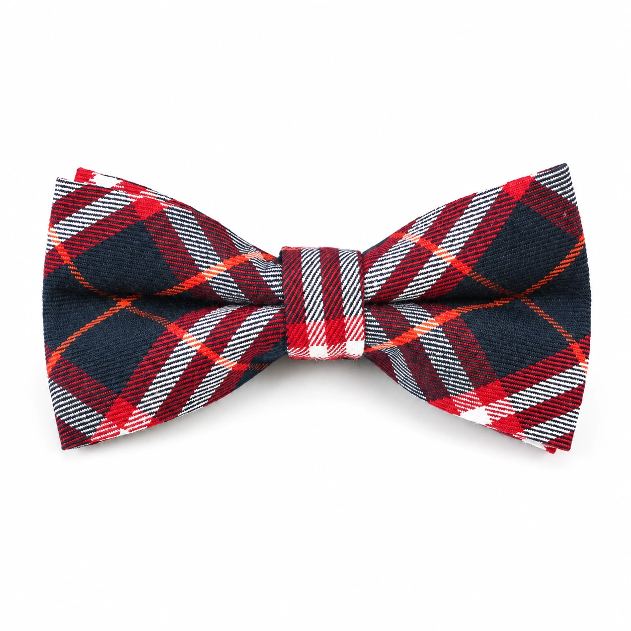 Navy, Red and White Plaid Butterfly Bow Tie