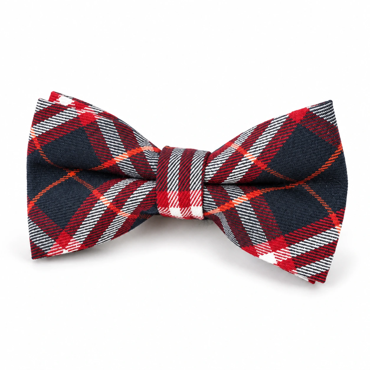 Navy, Red and White Plaid Butterfly Bow Tie
