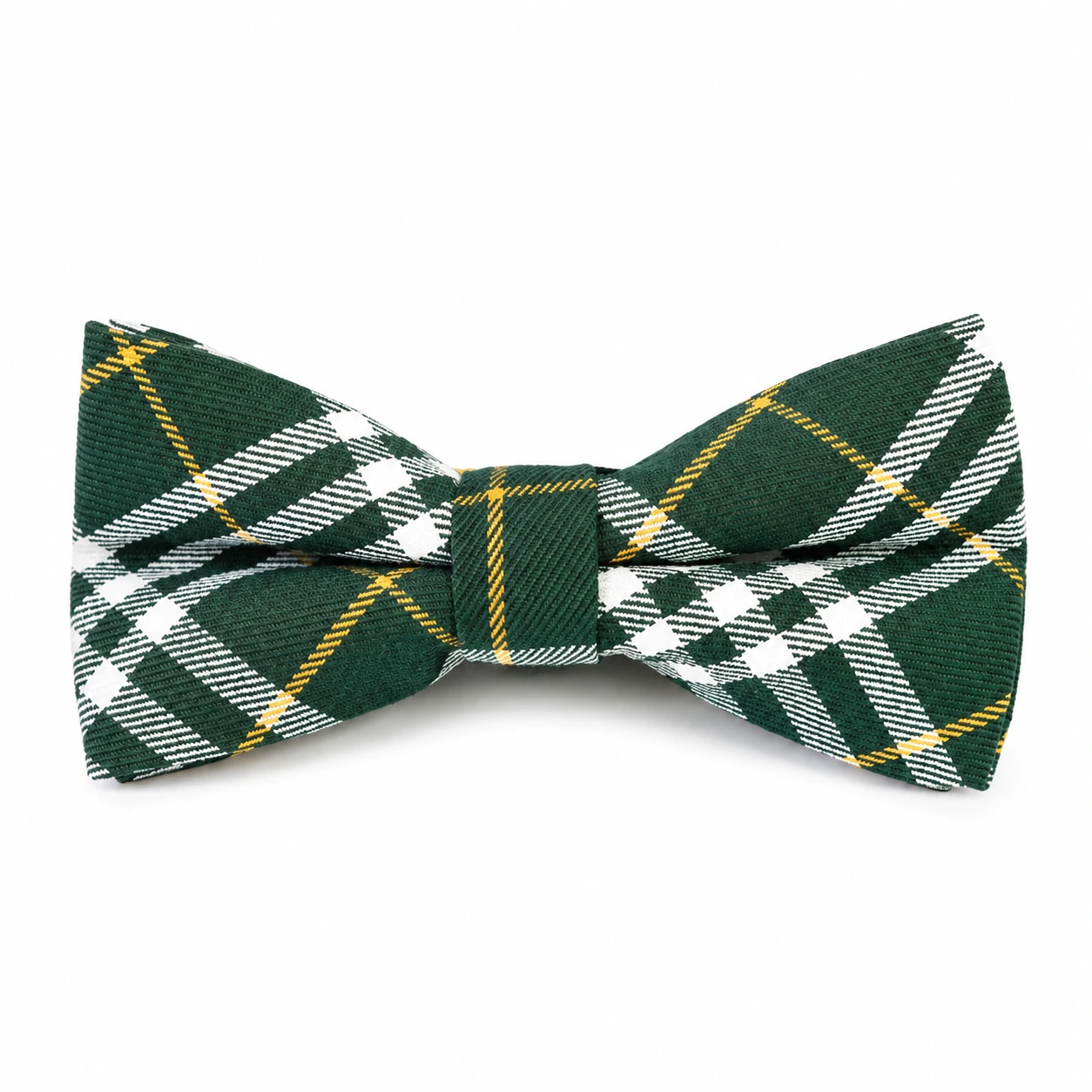 Green, White and Yellow Plaid Butterfly Bow Tie