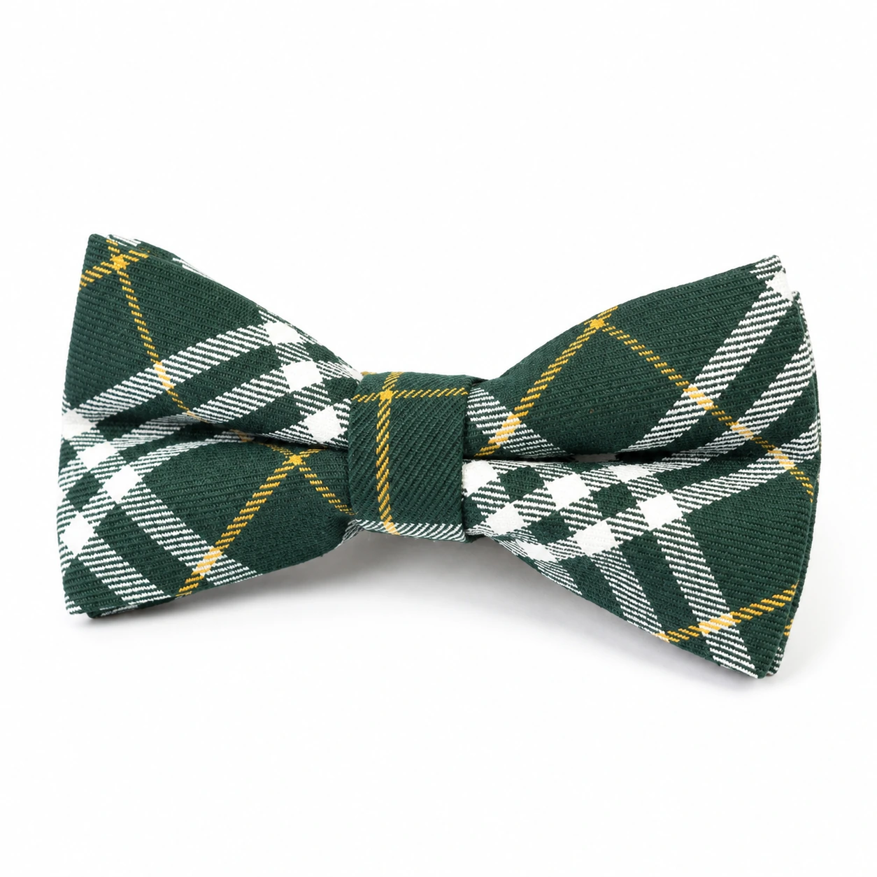 Green, White and Yellow Plaid Butterfly Bow Tie