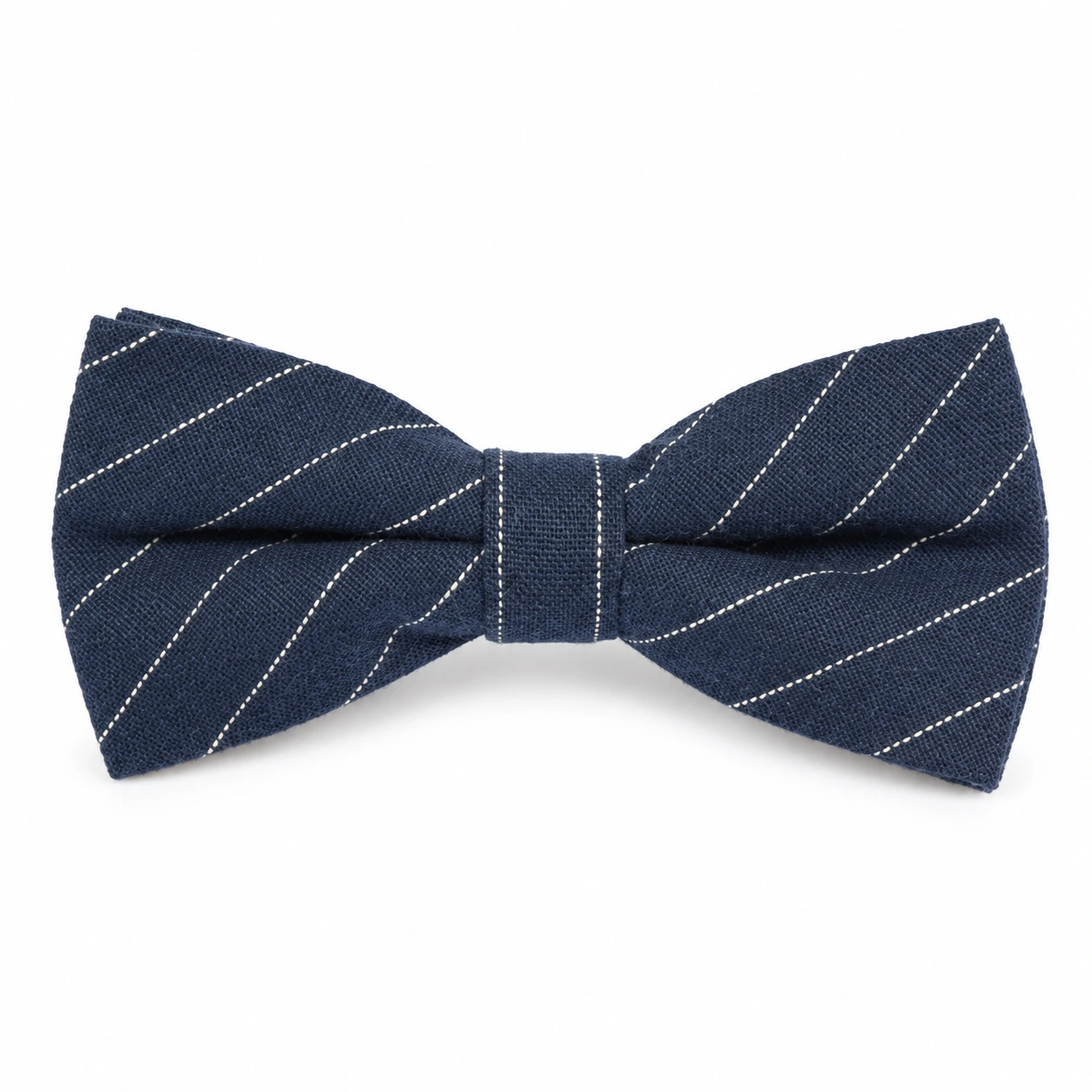 Navy and White Fine Stripe Butterfly Bow Tie