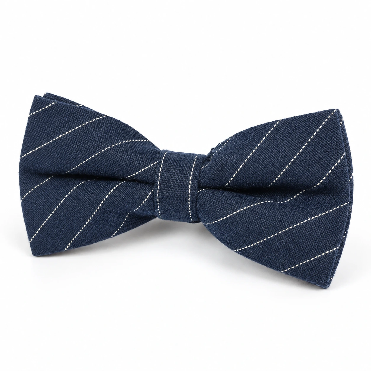 Navy and White Fine Stripe Butterfly Bow Tie