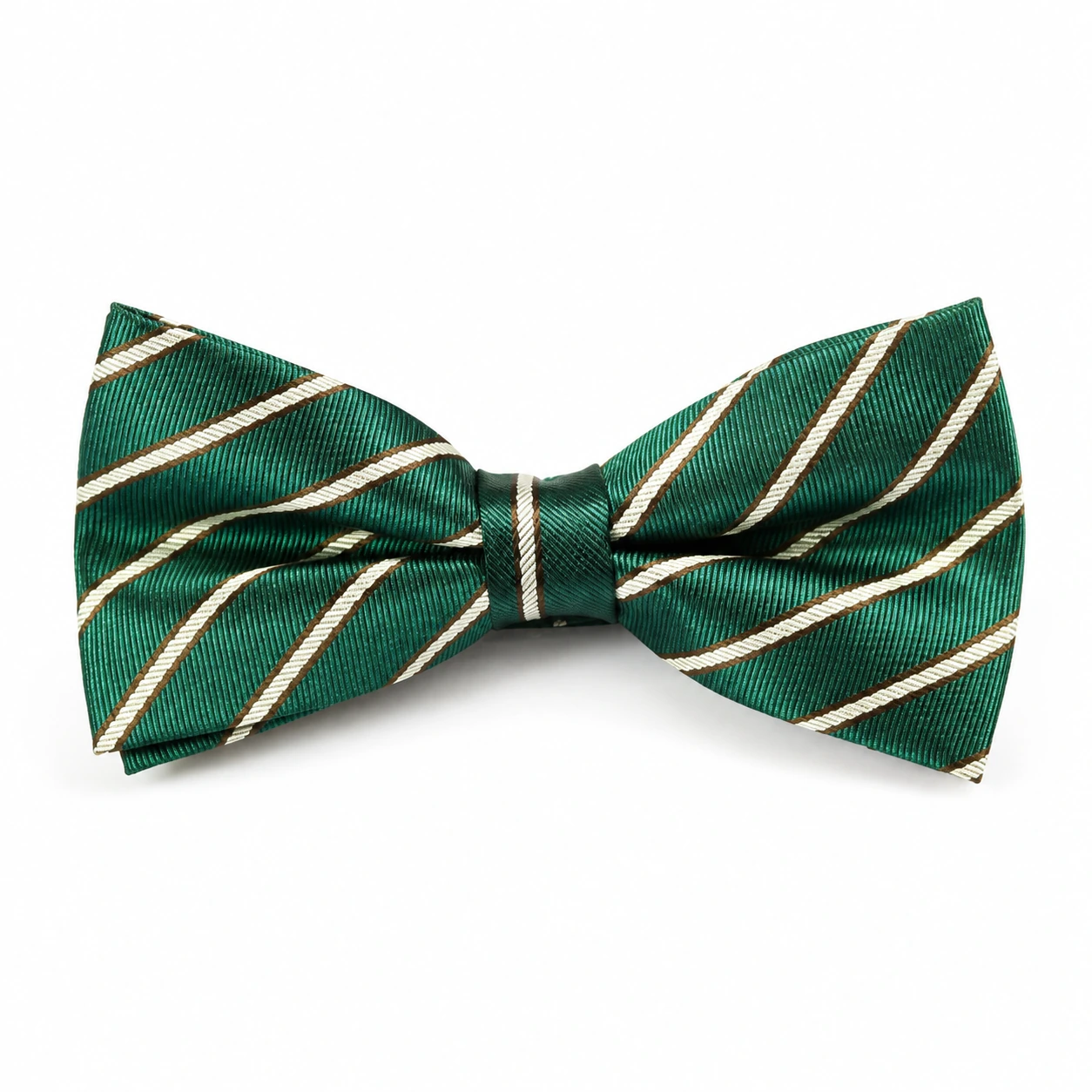 Green and Cream Striped Butterfly Bow Tie