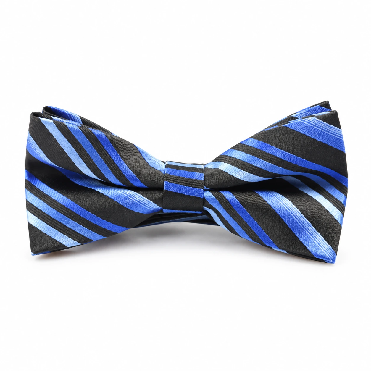 Black and Blue Striped Butterfly Bow Tie