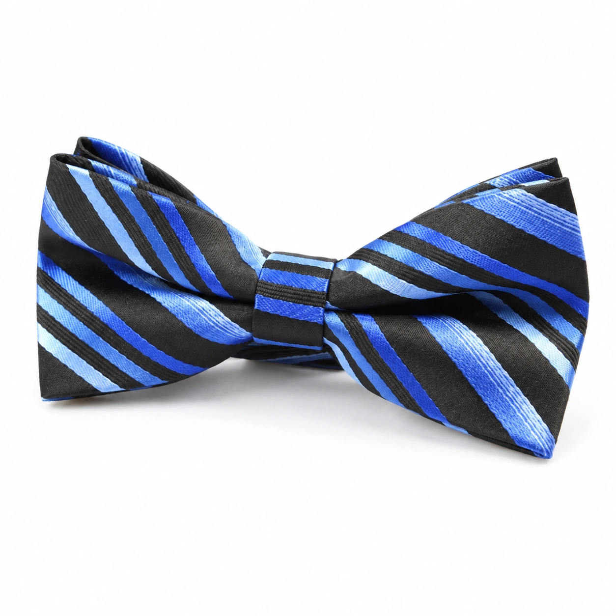 Black and Blue Striped Butterfly Bow Tie