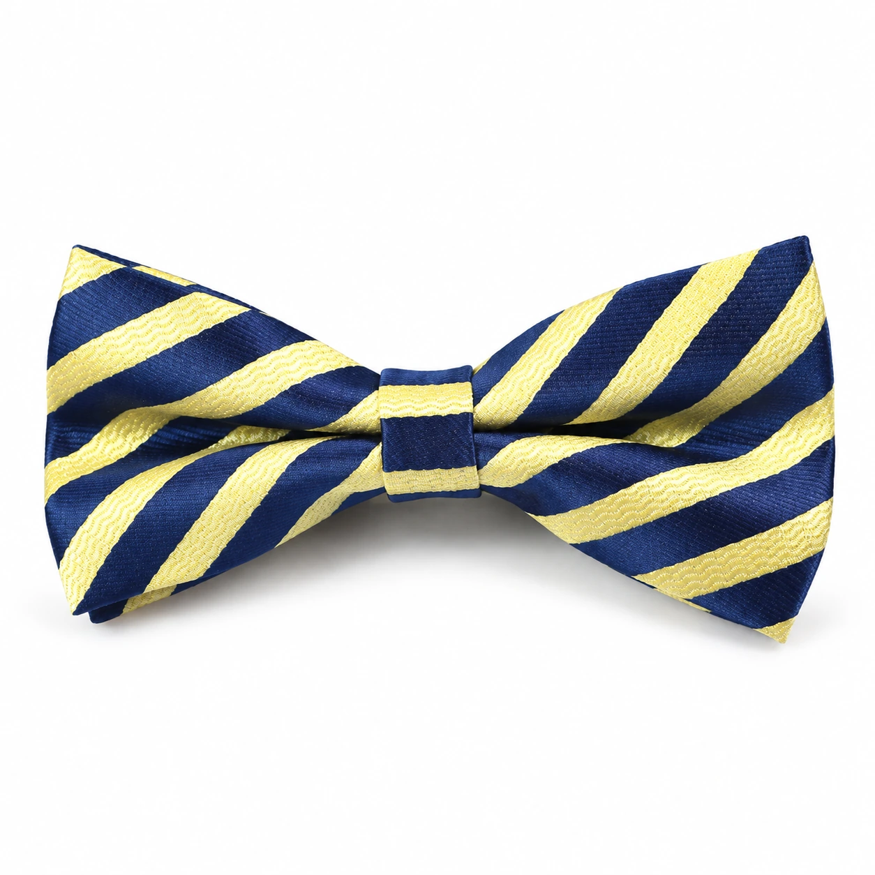 Navy and Yellow Striped Butterfly Bow Tie