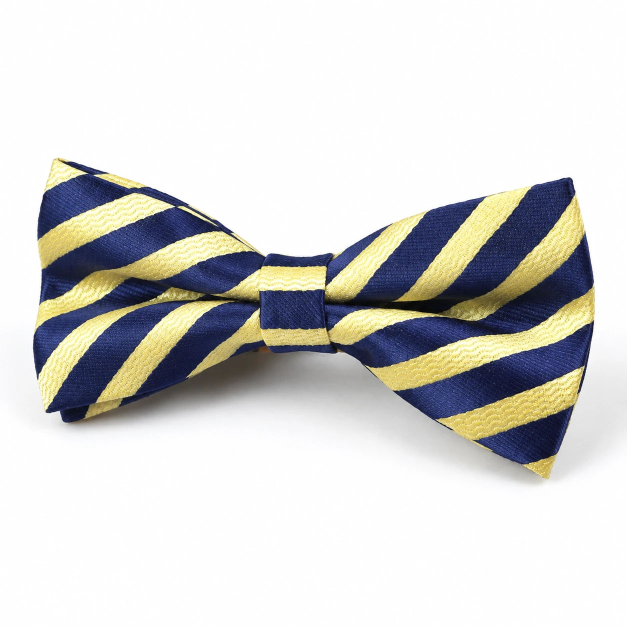 Navy and Yellow Striped Butterfly Bow Tie