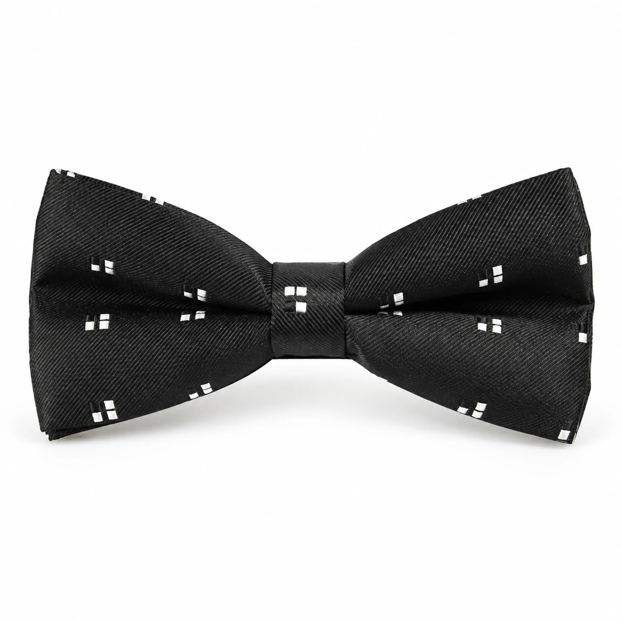 Black and White Four-Dot Butterfly Bow Tie