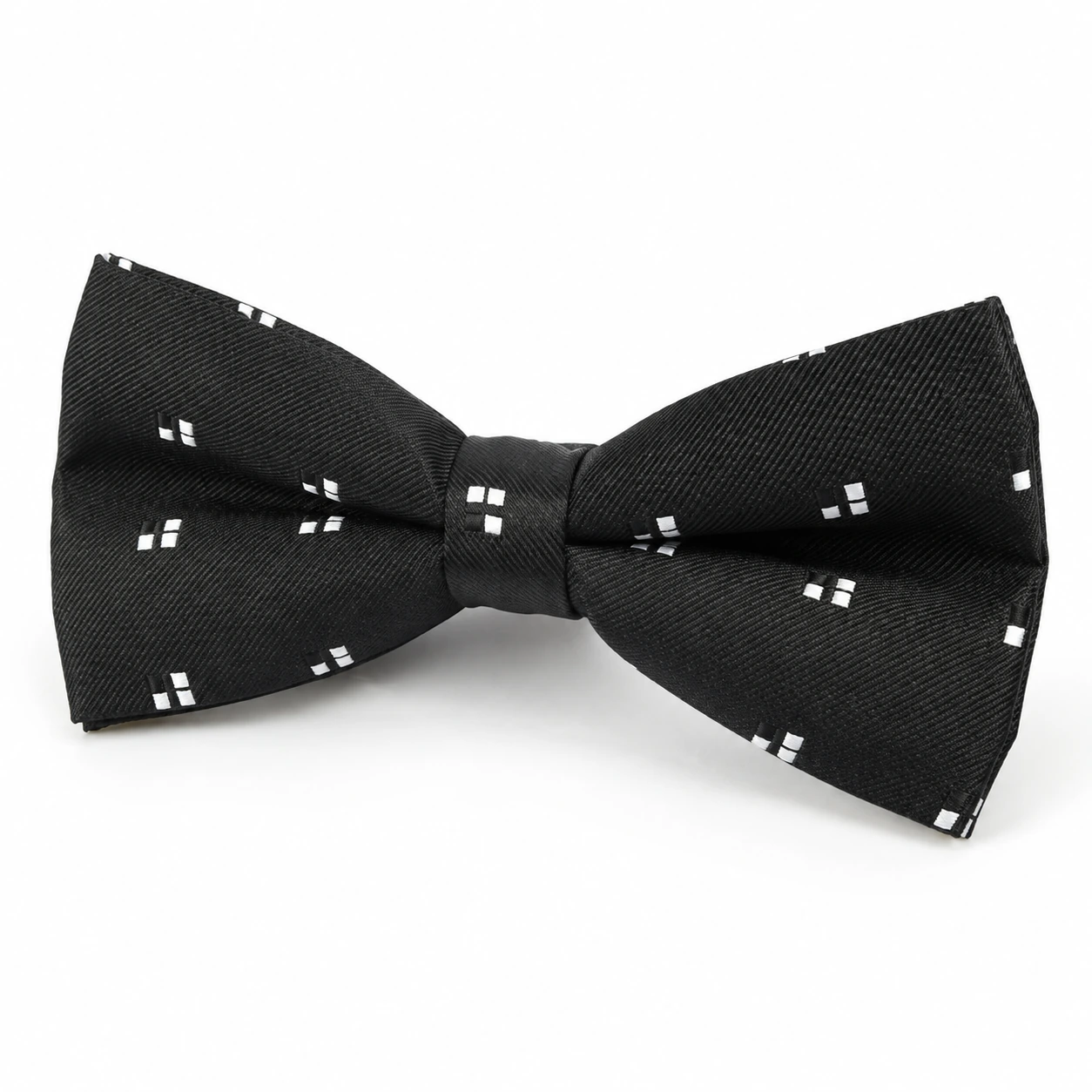 Black and White Four-Dot Butterfly Bow Tie