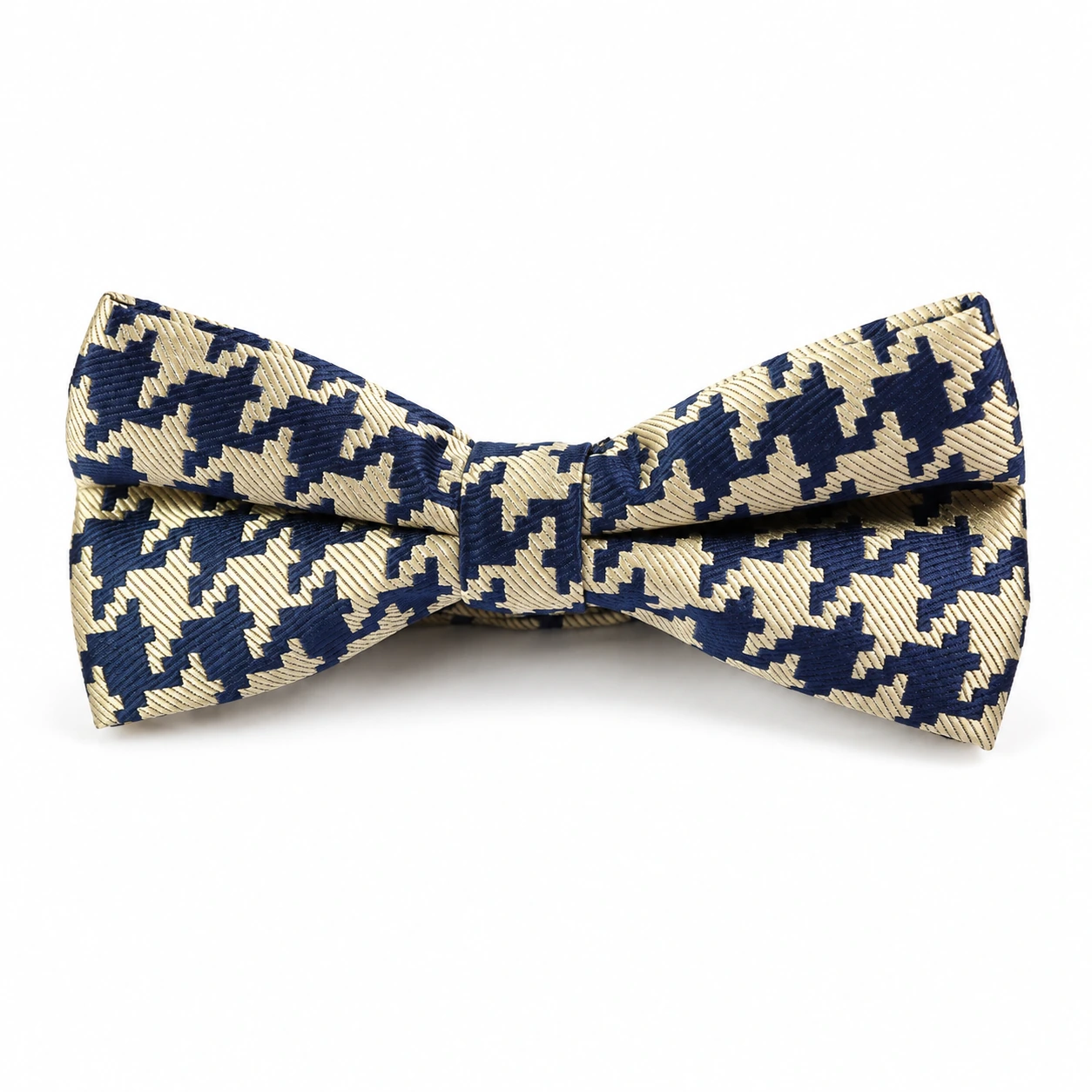 Navy and Cream Houndstooth Butterfly Bow Tie
