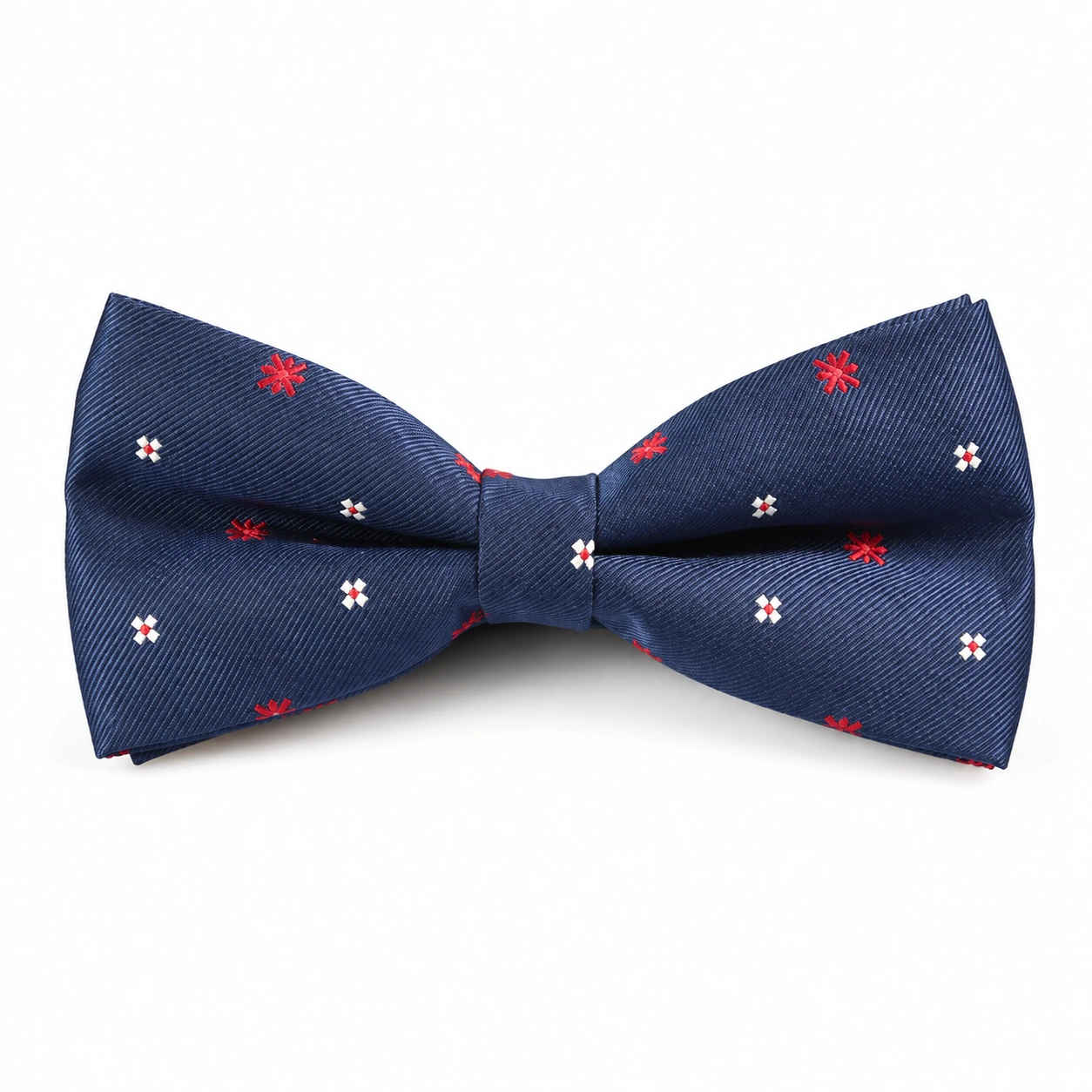 Navy, Red and White Small Floral Butterfly Bow Tie