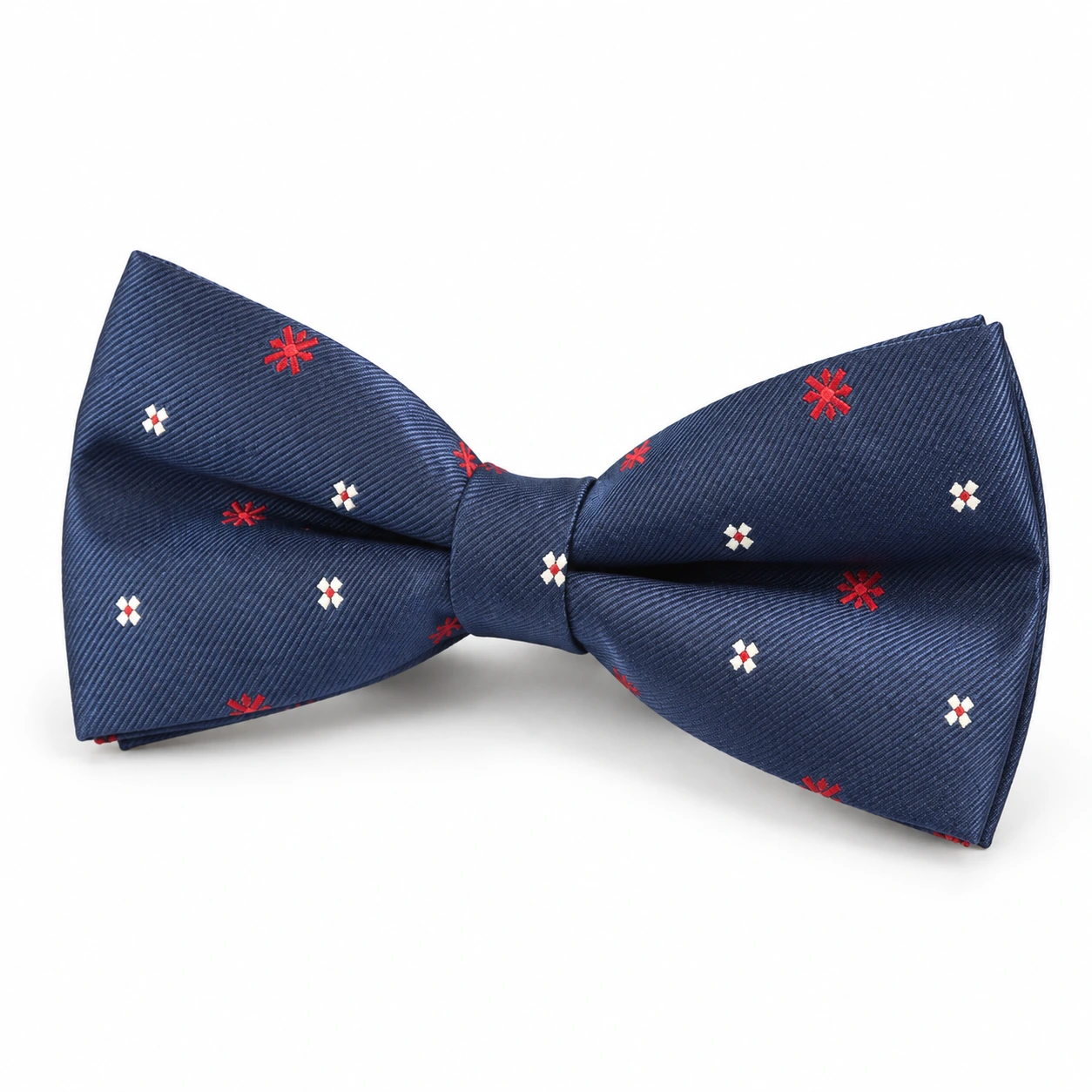 Navy, Red and White Small Floral Butterfly Bow Tie