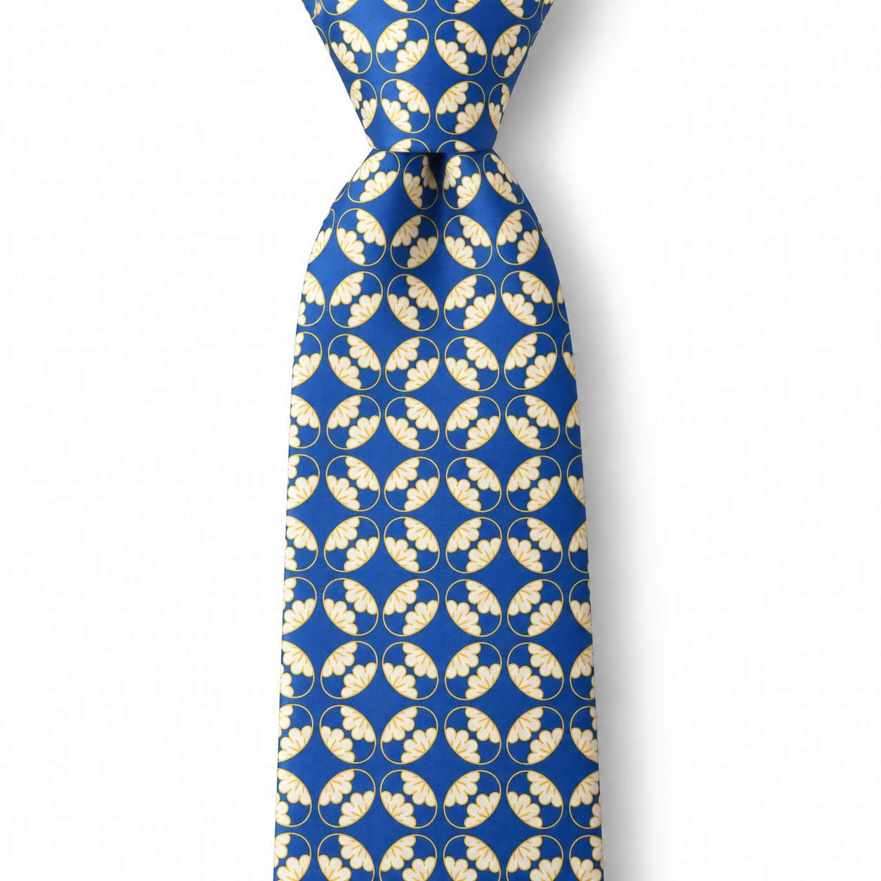 Royal Blue and Ivory Interlocking Leaf Necktie — ver 2 de 3