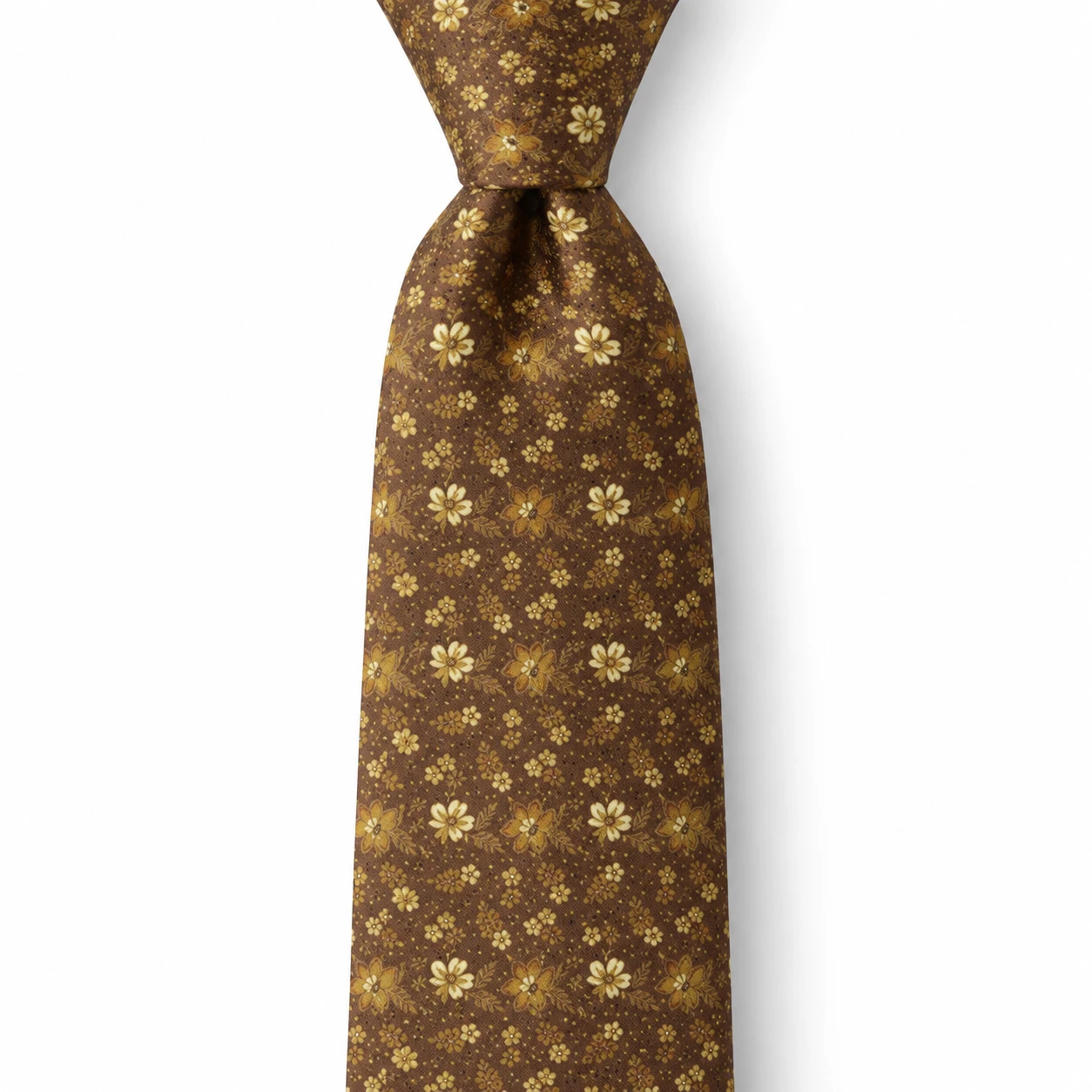 Brown and Gold Ditsy Floral Necktie